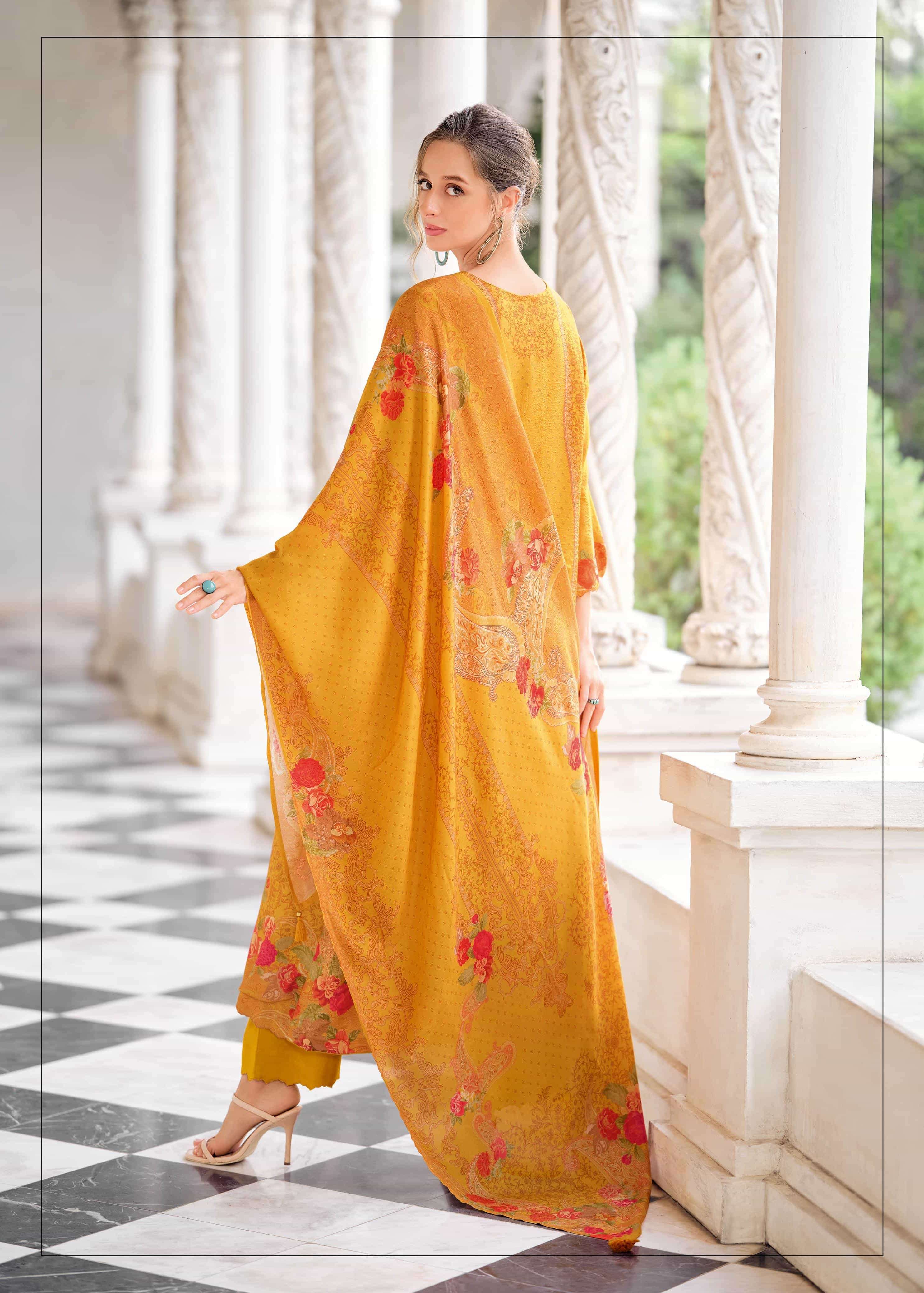 VARSHA FASHION CROSS STITCH RUSSIAN SILK PRINTED SALWER KAMEEZ CATALOGUE EXPORTER 