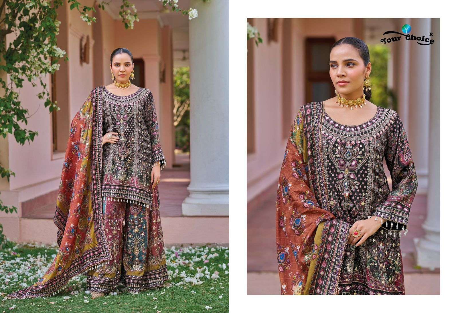 YOUR CHOICE SEERAT VOL 2 PARTYWEAR SHARARA CHINON CATALOGUE WHOLESALE PRICE 