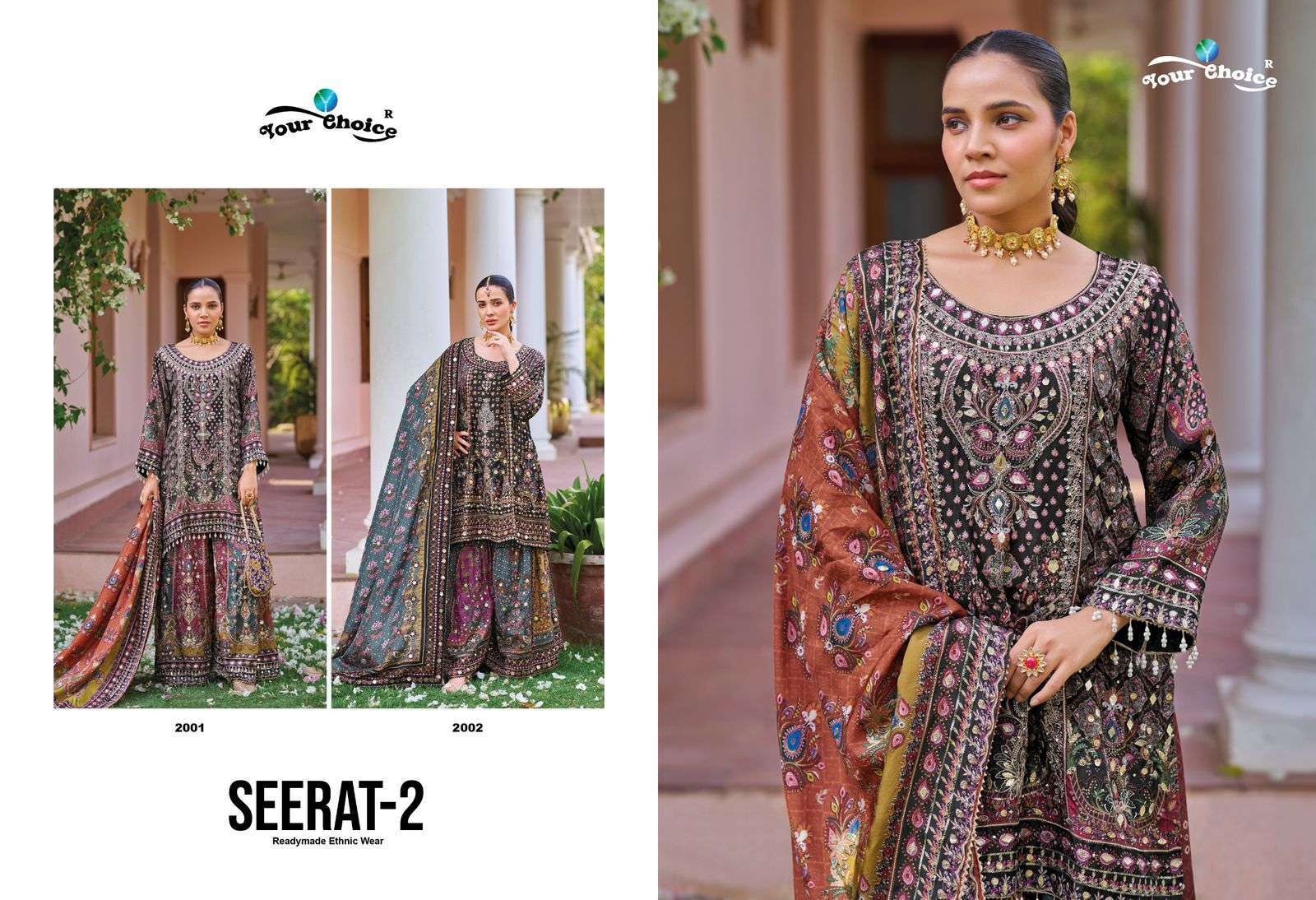 YOUR CHOICE SEERAT VOL 2 PARTYWEAR SHARARA CHINON CATALOGUE WHOLESALE PRICE 