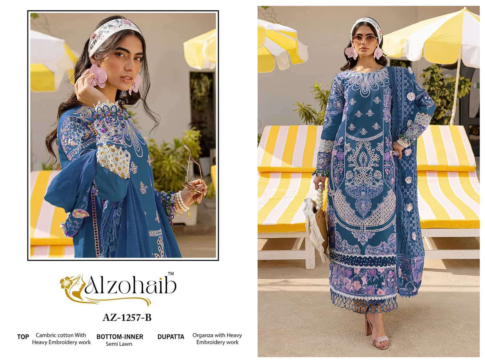 AL ZOHAIB 1257 COLORS COTTON PAKISTANI SUIT WHOLESALE PRICE DEALER 