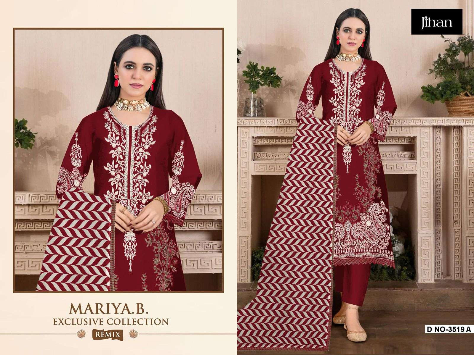 JIHAN MARIYA B REMIX 3519 COLORS PAKISTANI SUIT WHOLESALER 