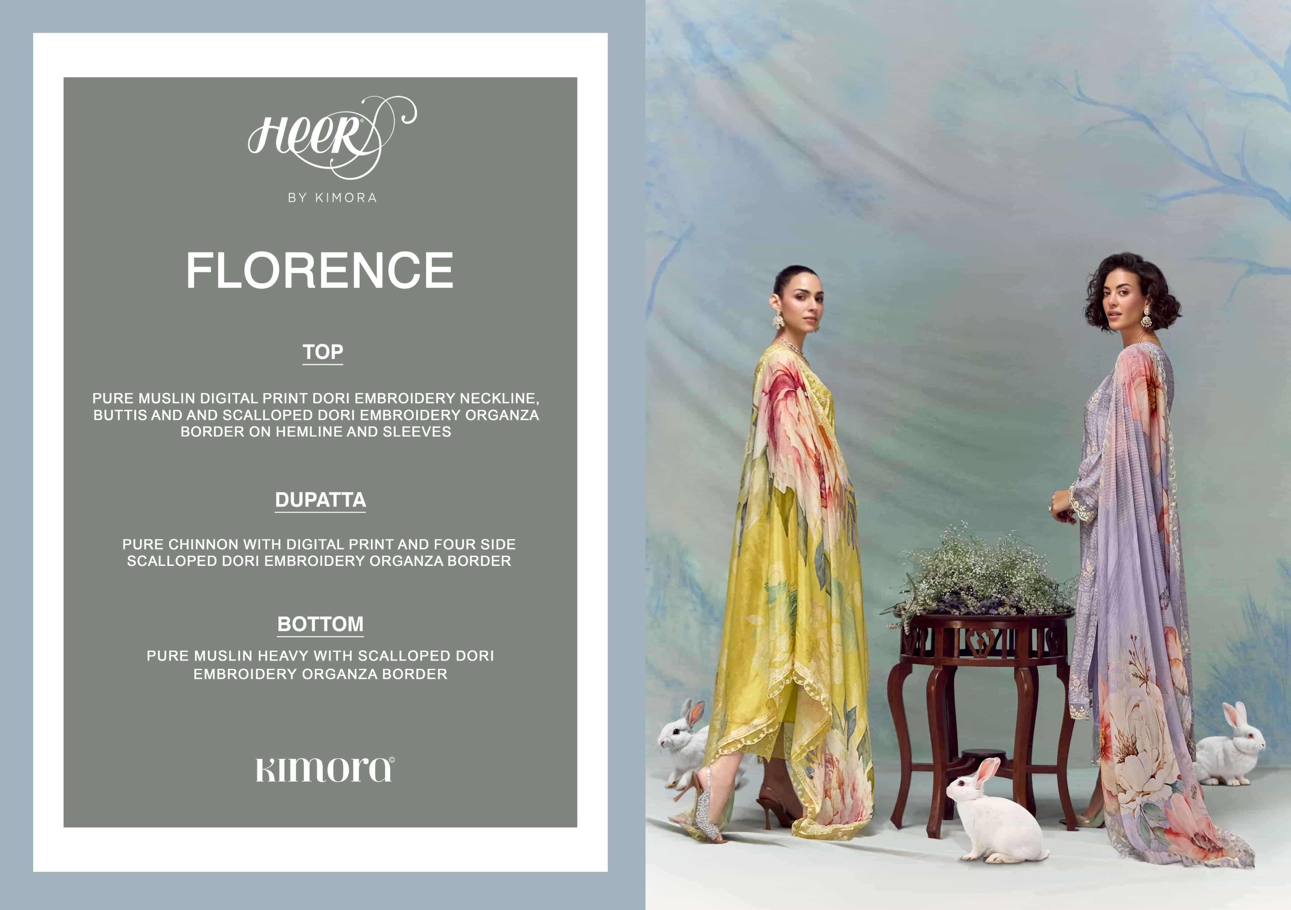 KIMORA HEER FLORENCE PURE MUSLIN LADIES SUIT EXPORTER 2025