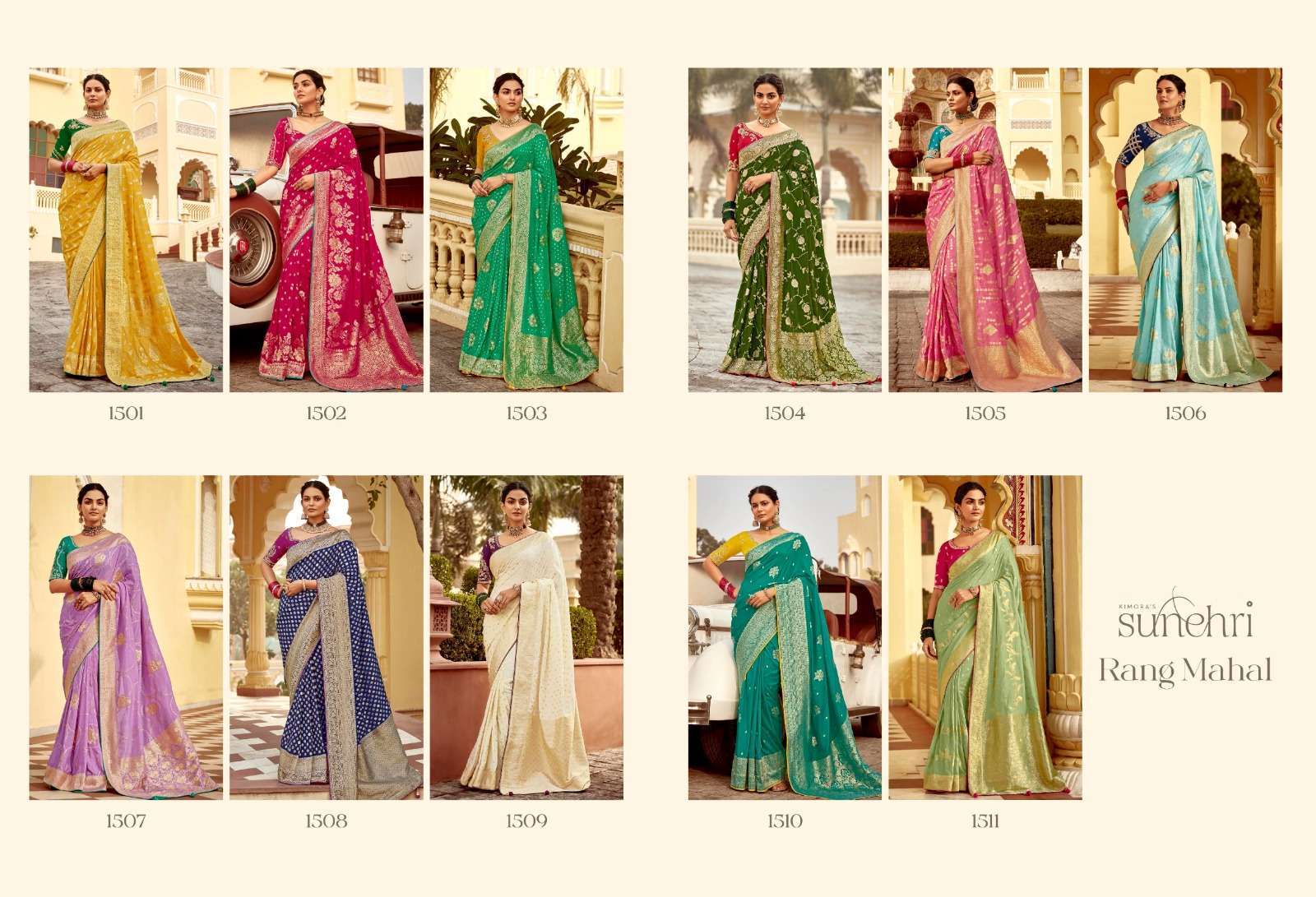 KIMORA RANG MAHAL 1501 TO 1511 SERIES DESIGNER SILK SAREE CATALOGUE 2025