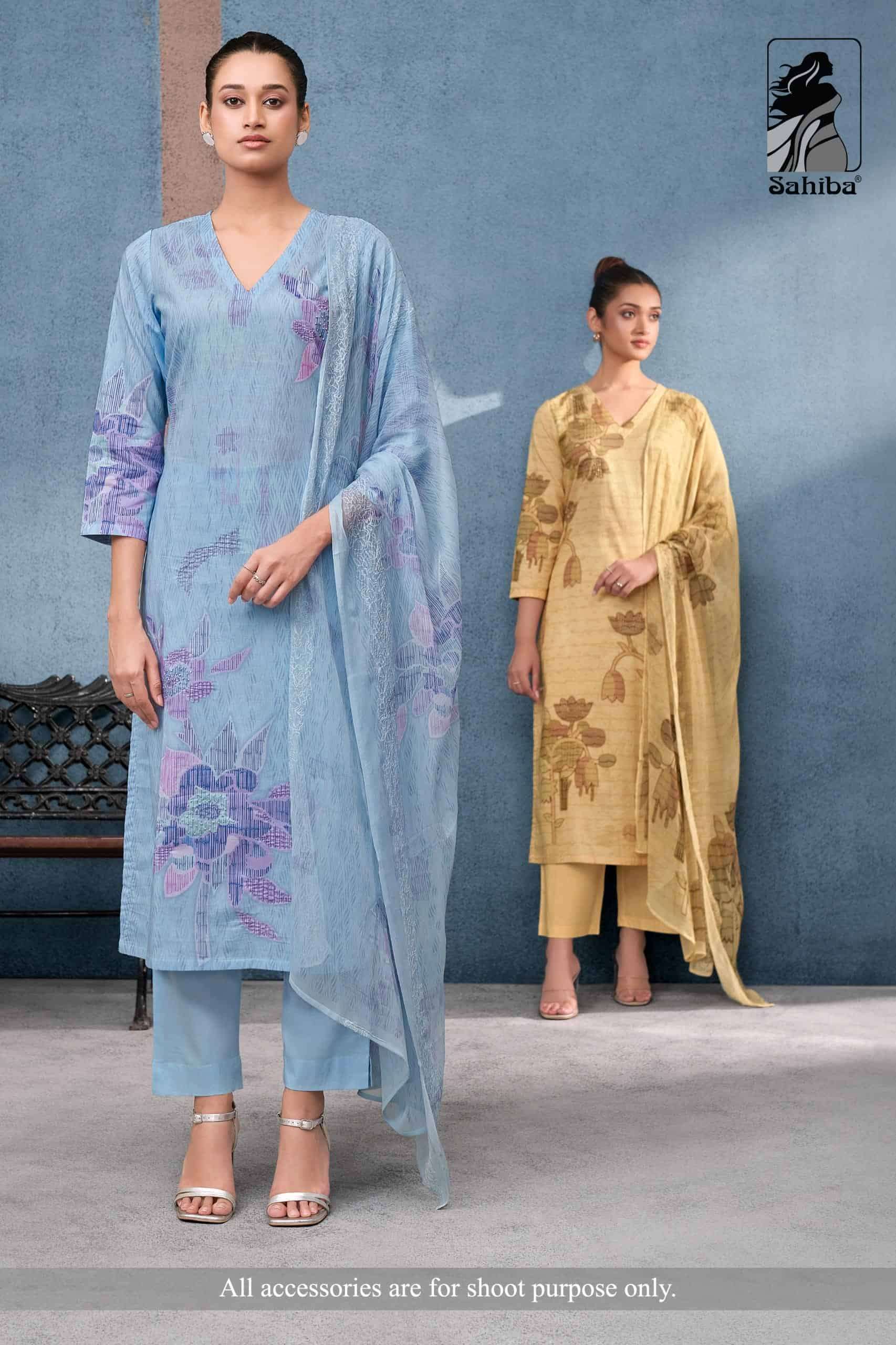 SAHIBA LATEST CATALOGUE TISYA PURE COTTON SALWER SUIT WHOLESALER 