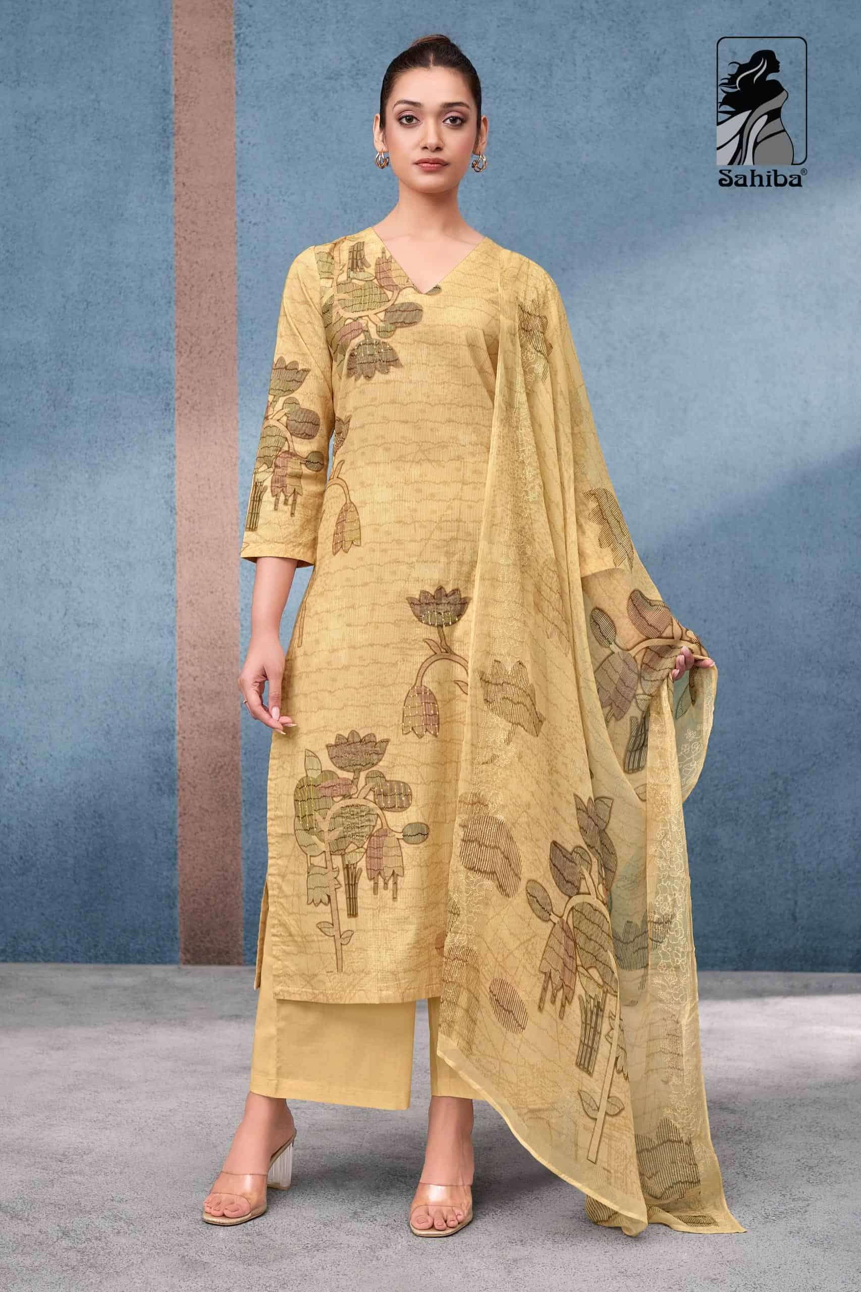 SAHIBA LATEST CATALOGUE TISYA PURE COTTON SALWER SUIT WHOLESALER 
