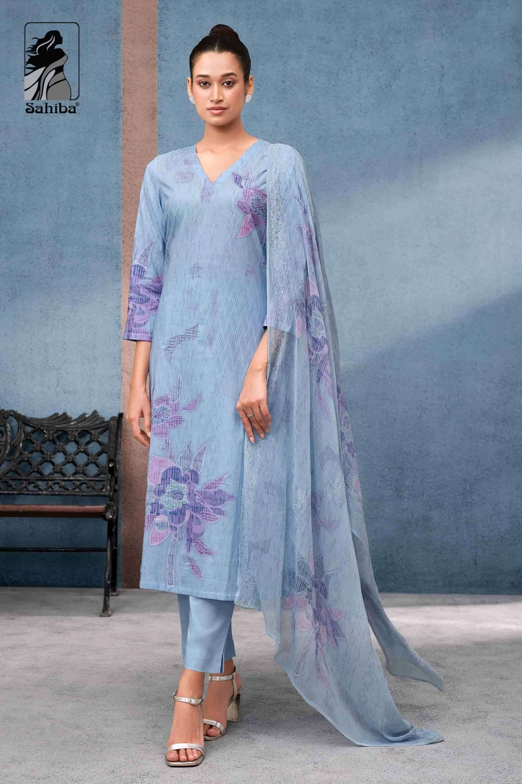 SAHIBA LATEST CATALOGUE TISYA PURE COTTON SALWER SUIT WHOLESALER 