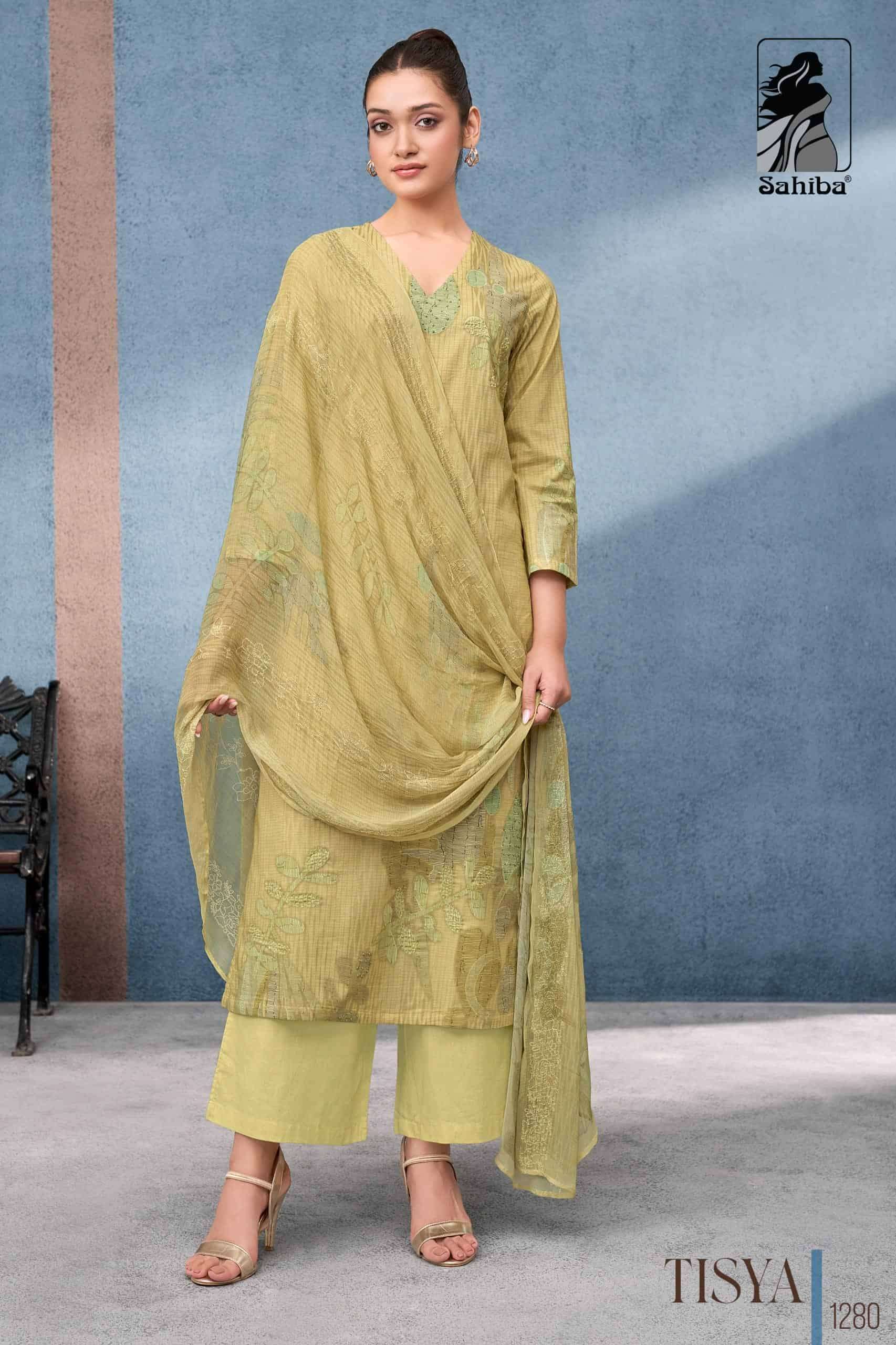 SAHIBA LATEST CATALOGUE TISYA PURE COTTON SALWER SUIT WHOLESALER 