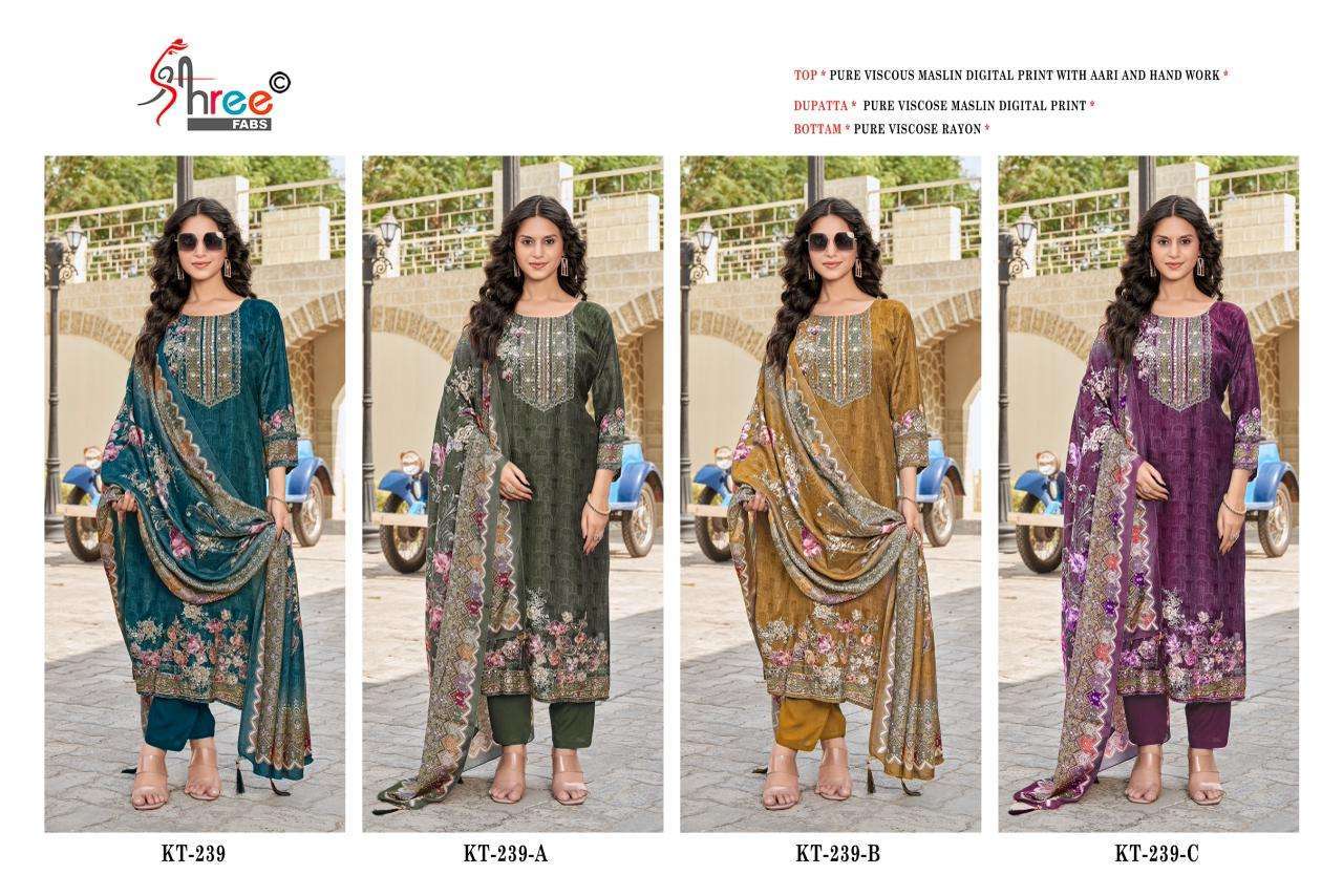SHREE FAB KT 239 COLORS PAKISTANI MUSLIN LADIES SUIT 