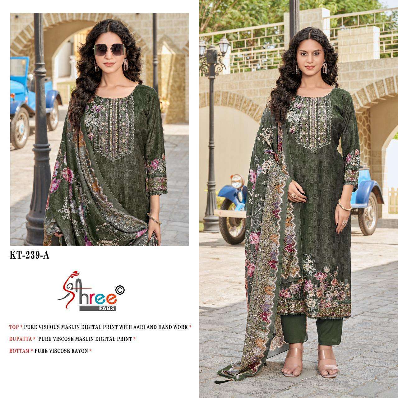 SHREE FAB KT 239 COLORS PAKISTANI MUSLIN LADIES SUIT 