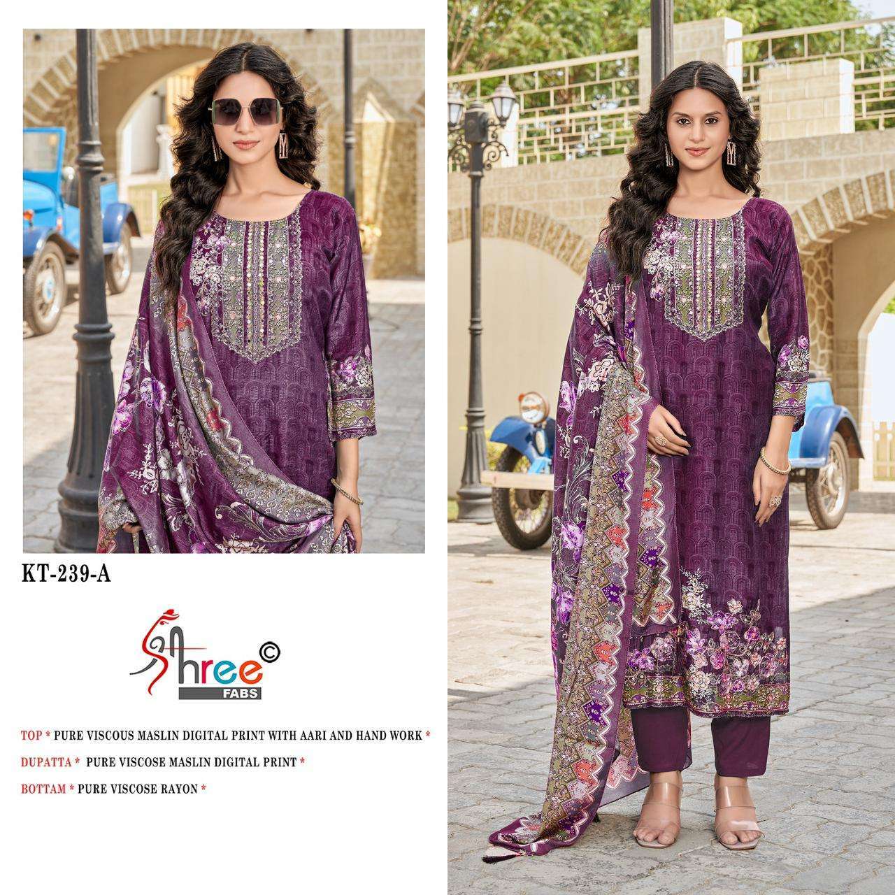 SHREE FAB KT 239 COLORS PAKISTANI MUSLIN LADIES SUIT 