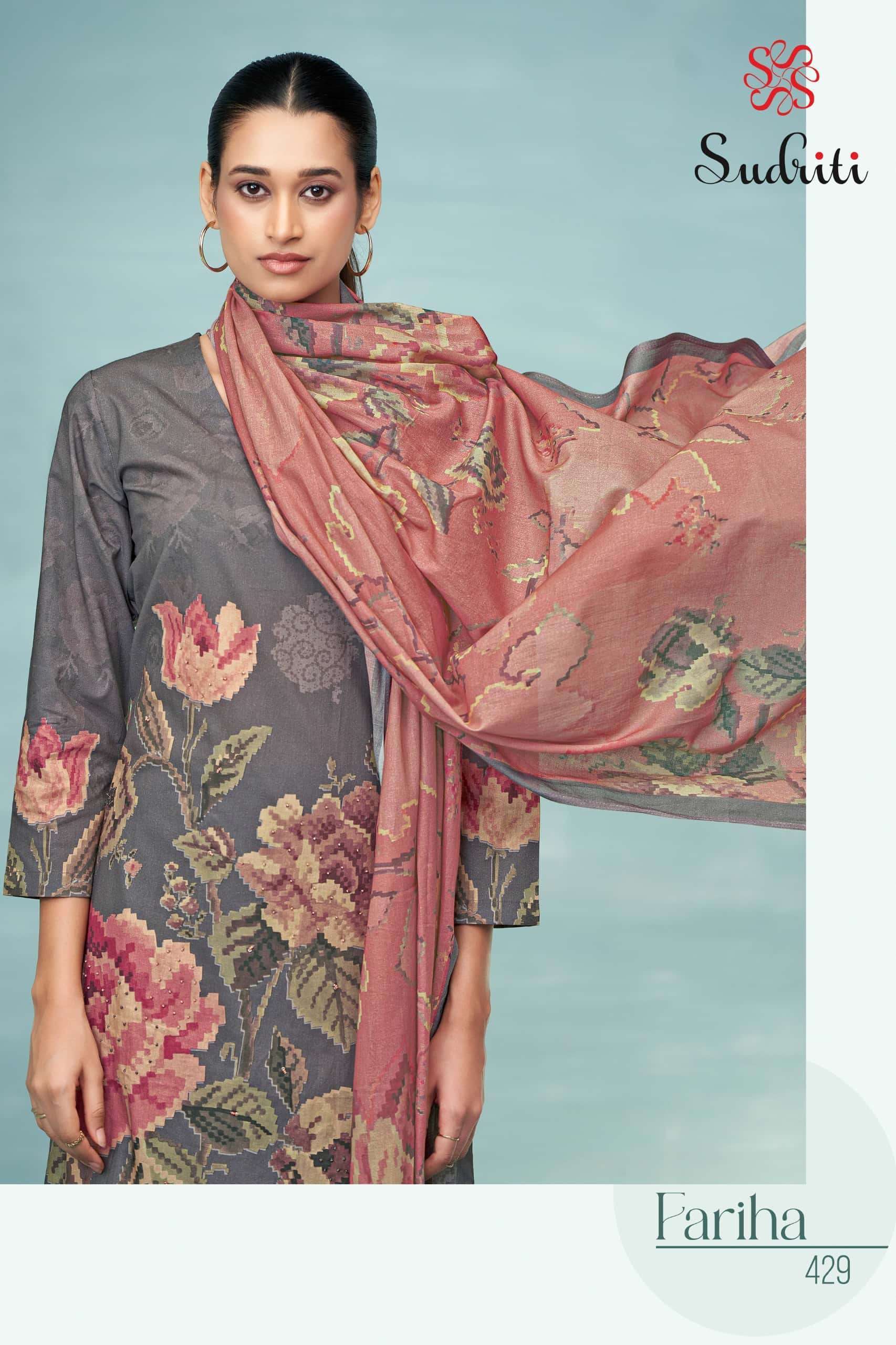 SUDRITI FARIHA PRINTED PURE LAWN COTTON SUIT CATALOGUE BEST RATE 