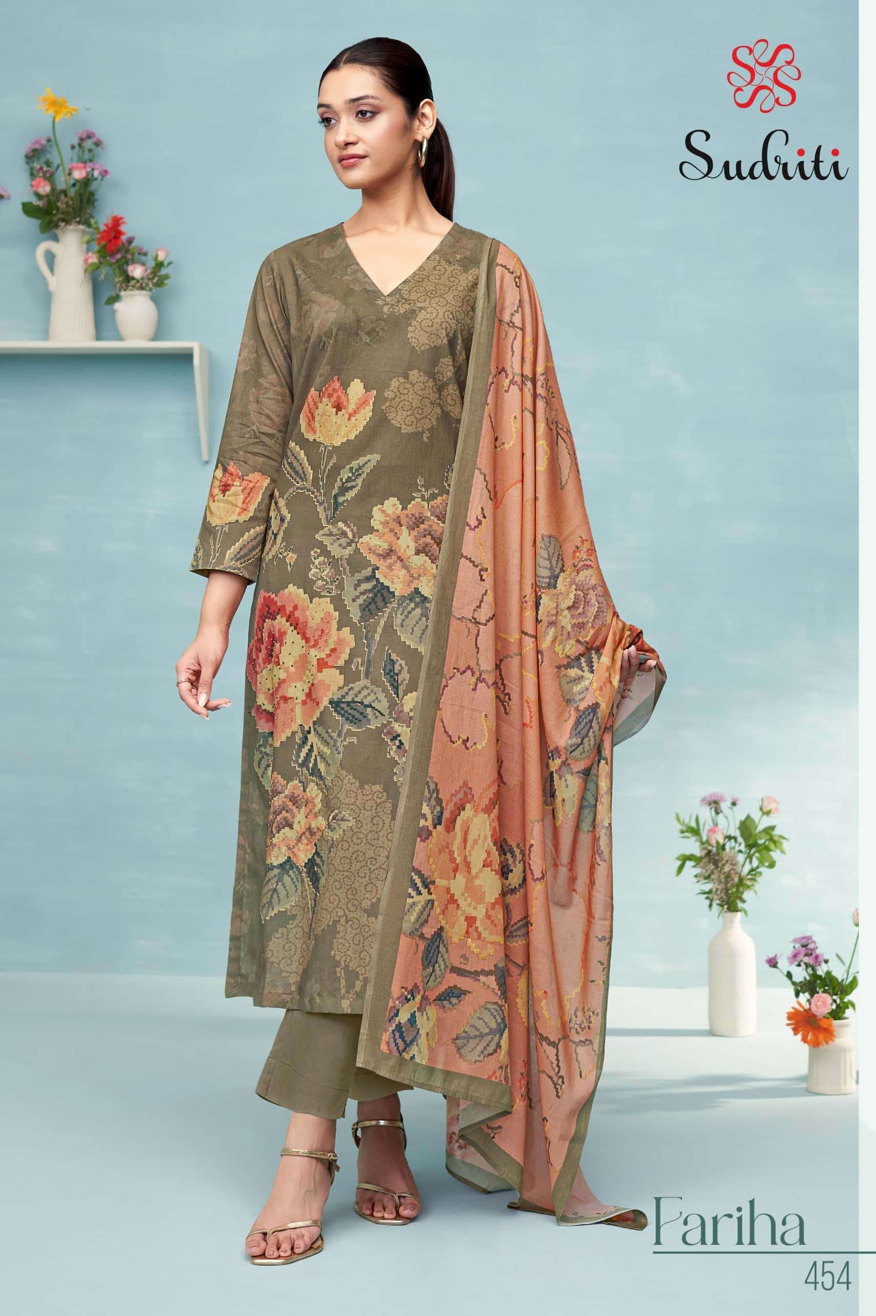SUDRITI FARIHA PRINTED PURE LAWN COTTON SUIT CATALOGUE BEST RATE 