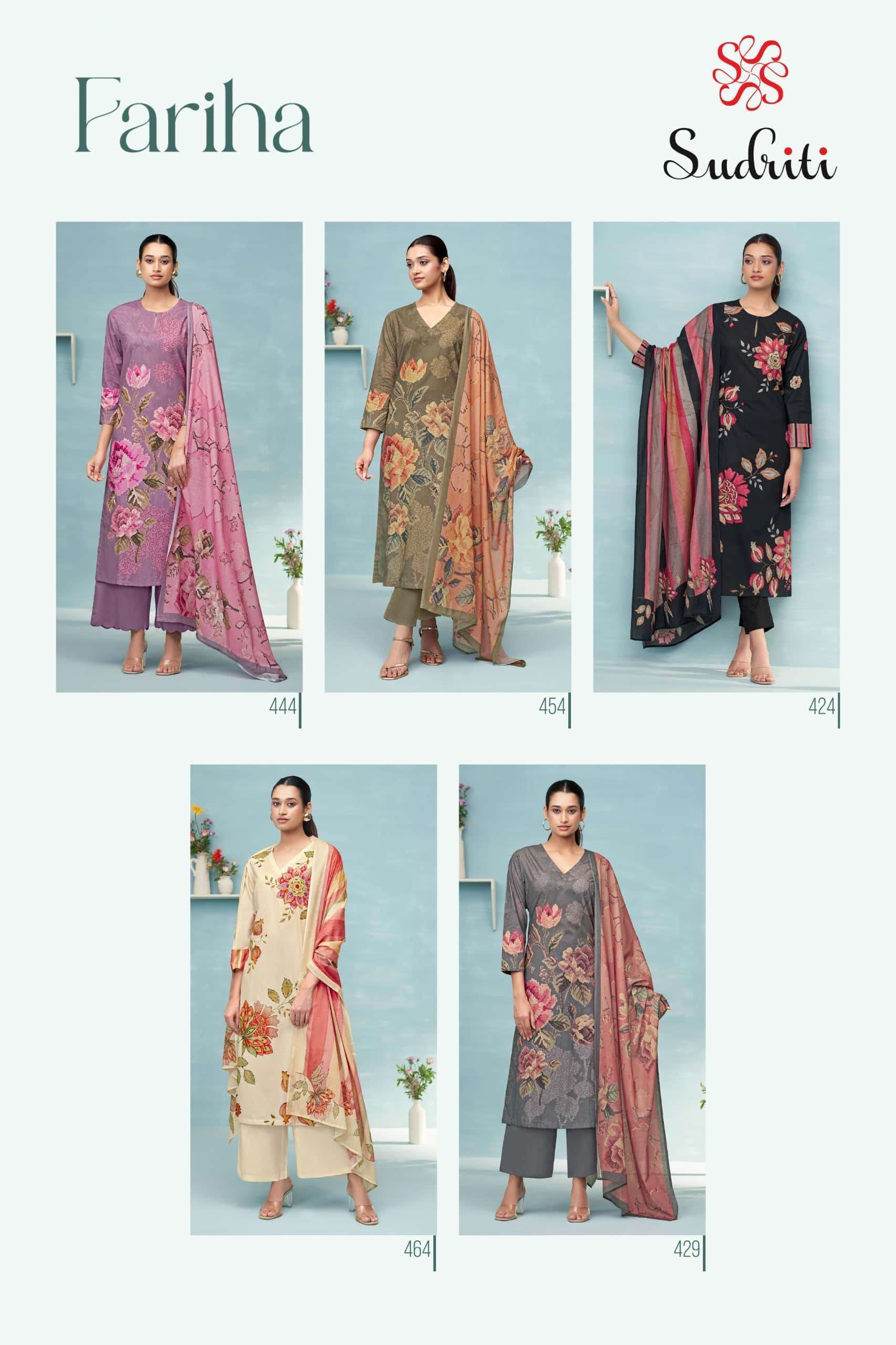 SUDRITI FARIHA PRINTED PURE LAWN COTTON SUIT CATALOGUE BEST RATE 