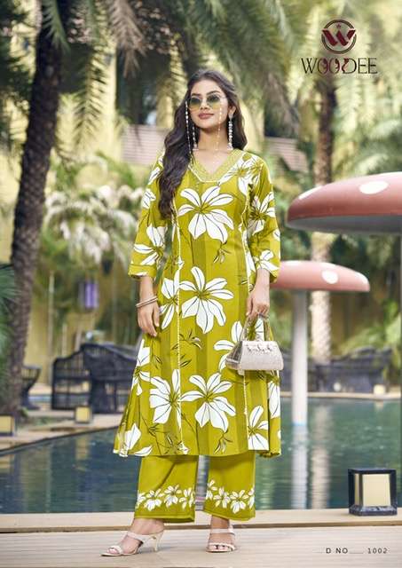 WOODEE PAYAL RAYON PRINTED CORD SET COLLECTIN WHOLESALER 