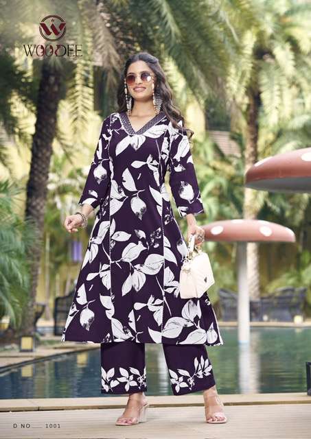 WOODEE PAYAL RAYON PRINTED CORD SET COLLECTIN WHOLESALER 