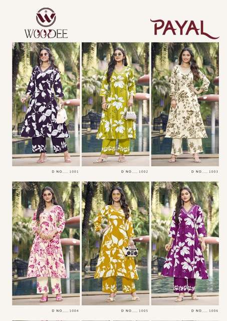 WOODEE PAYAL RAYON PRINTED CORD SET COLLECTIN WHOLESALER 