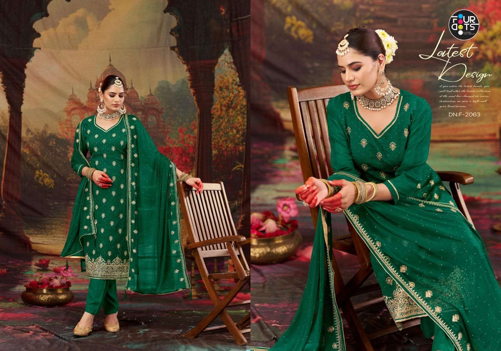 FOURDOTS KASHMIRA DESIGNER WORK ORGANZA SUIT CATALOG WHOLESALER 2025