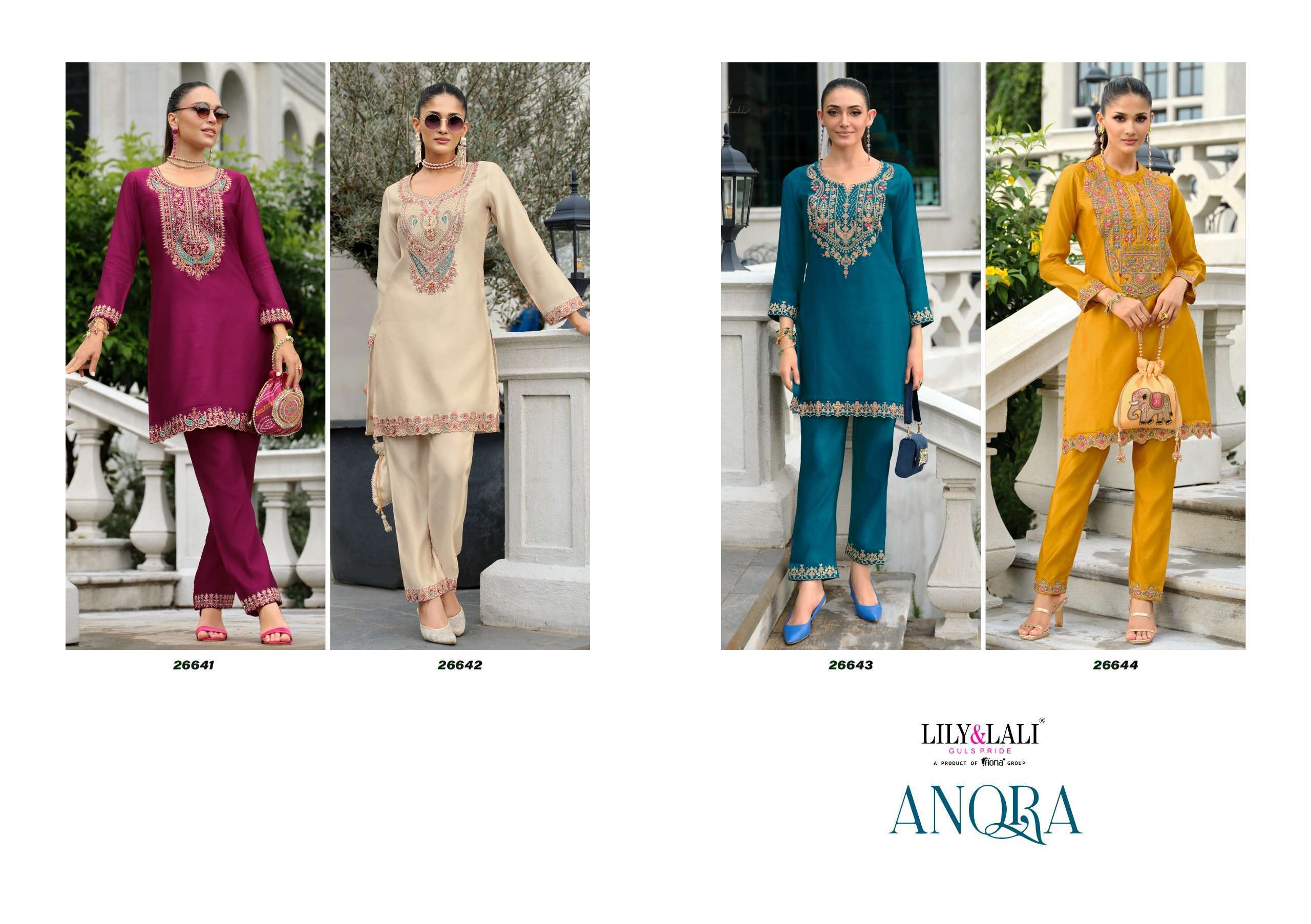 LILY AND LALI ANORA TISSUE SILK DESIGNER CORD SET COLLECTION BEST RATE 
