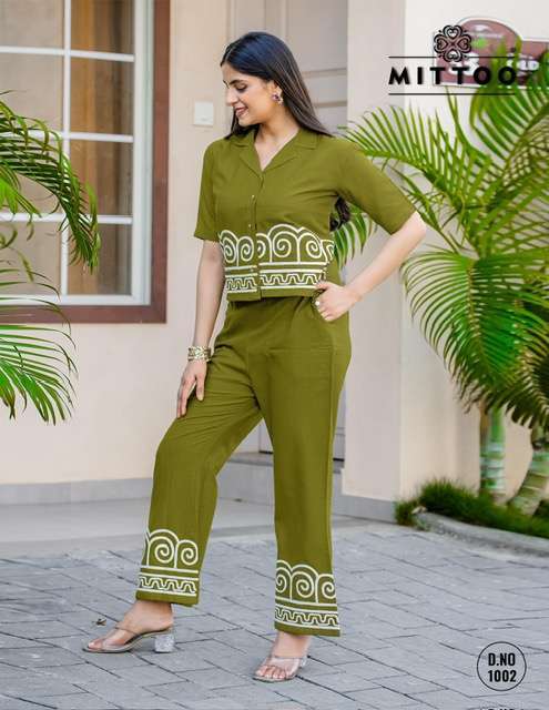 MITTOO RUBY COTTON SLUB EMBROIDERY WORK CORD SET COLLECTION 2025