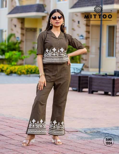 MITTOO RUBY COTTON SLUB EMBROIDERY WORK CORD SET COLLECTION 2025