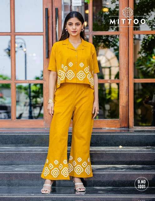 MITTOO RUBY COTTON SLUB EMBROIDERY WORK CORD SET COLLECTION 2025