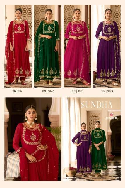 RANGOON SUNDHA GEORGETTE EMBROIDERY WORK READYMADE 3 PCS SET EXPORTER 2025
