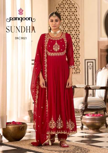 RANGOON SUNDHA GEORGETTE EMBROIDERY WORK READYMADE 3 PCS SET EXPORTER 2025