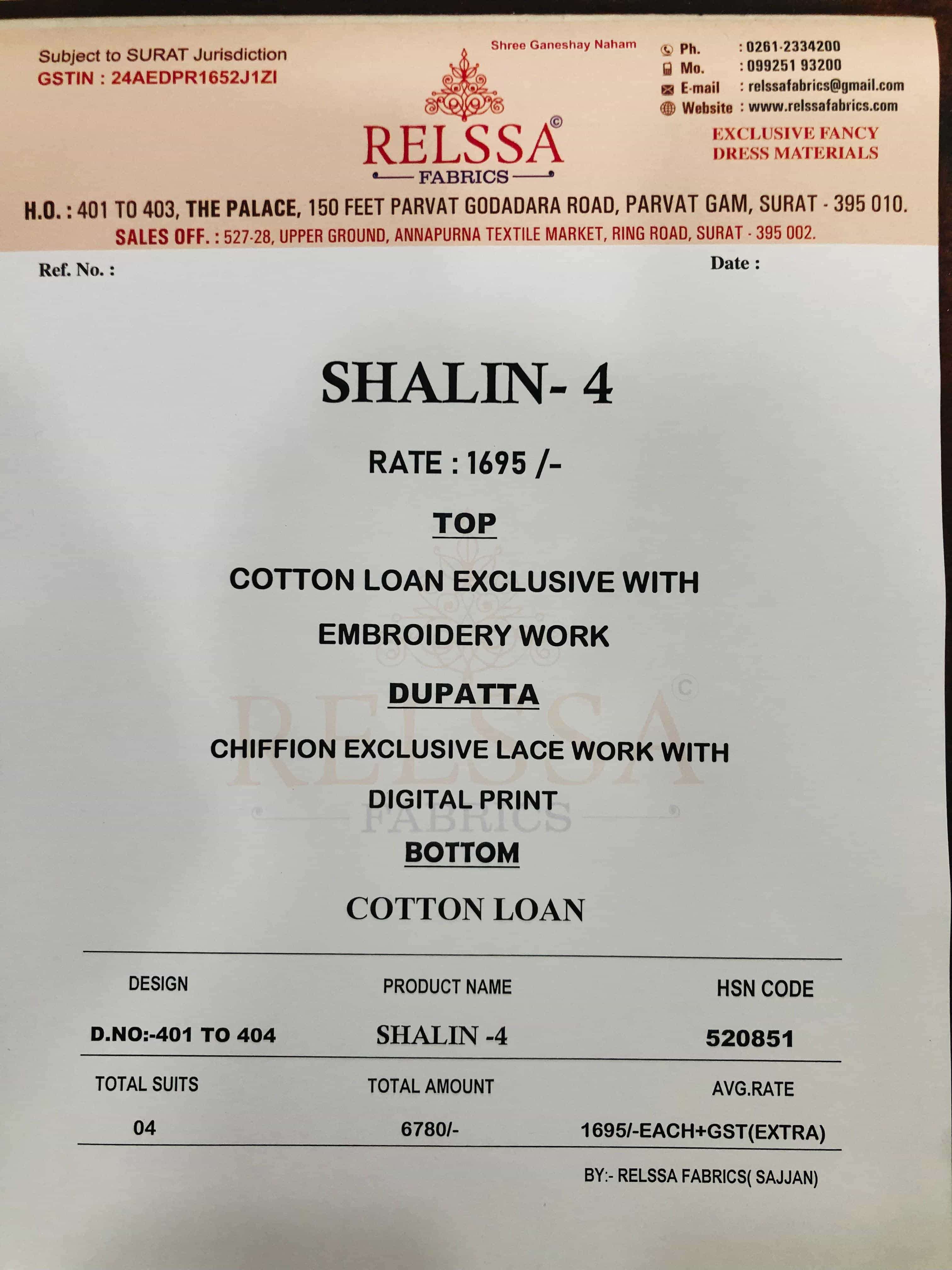 RELSSA SHALIN VOL 4 COTTON DRESS CATALOGUE WHOLESALER 
