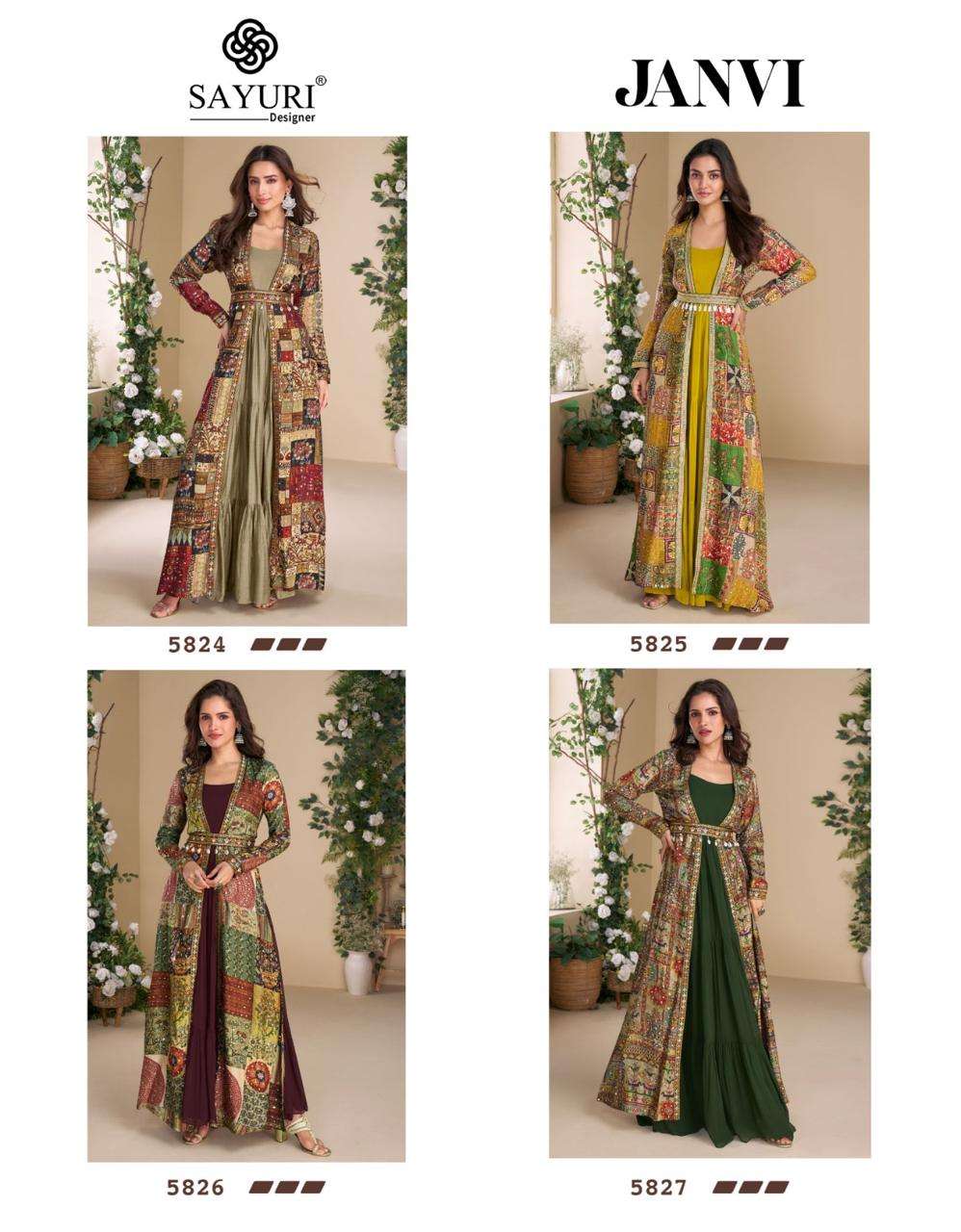 SAYURI DESIGNER JANVI FANCY GEORGETTE SUIT CATALOG WHOLESALER 