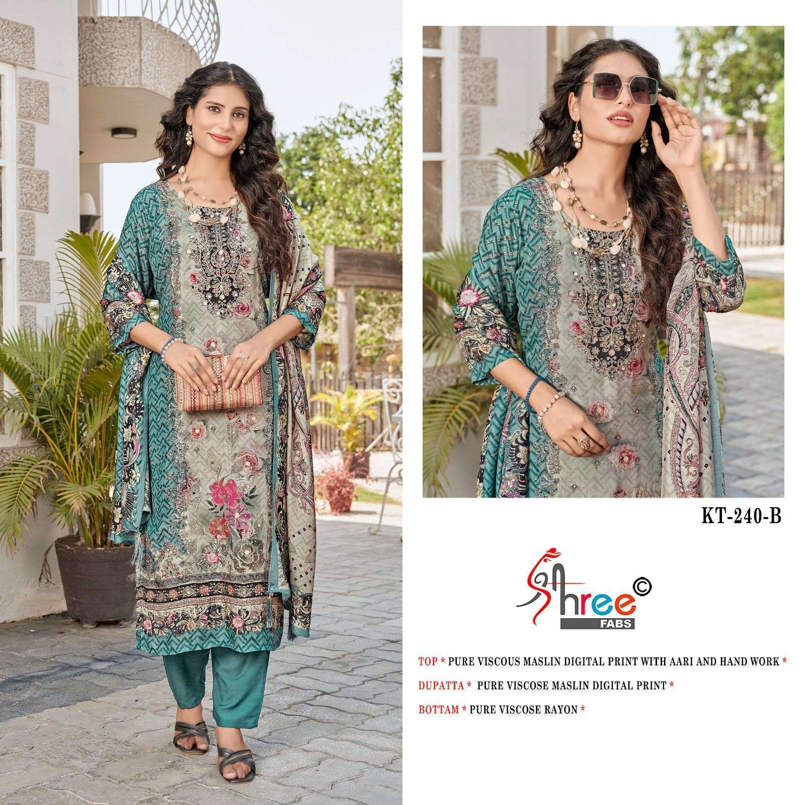 SHREE FAB KT 240 COLORS MUSLIN PAKISTANI SUIT WHOLESALER 2025