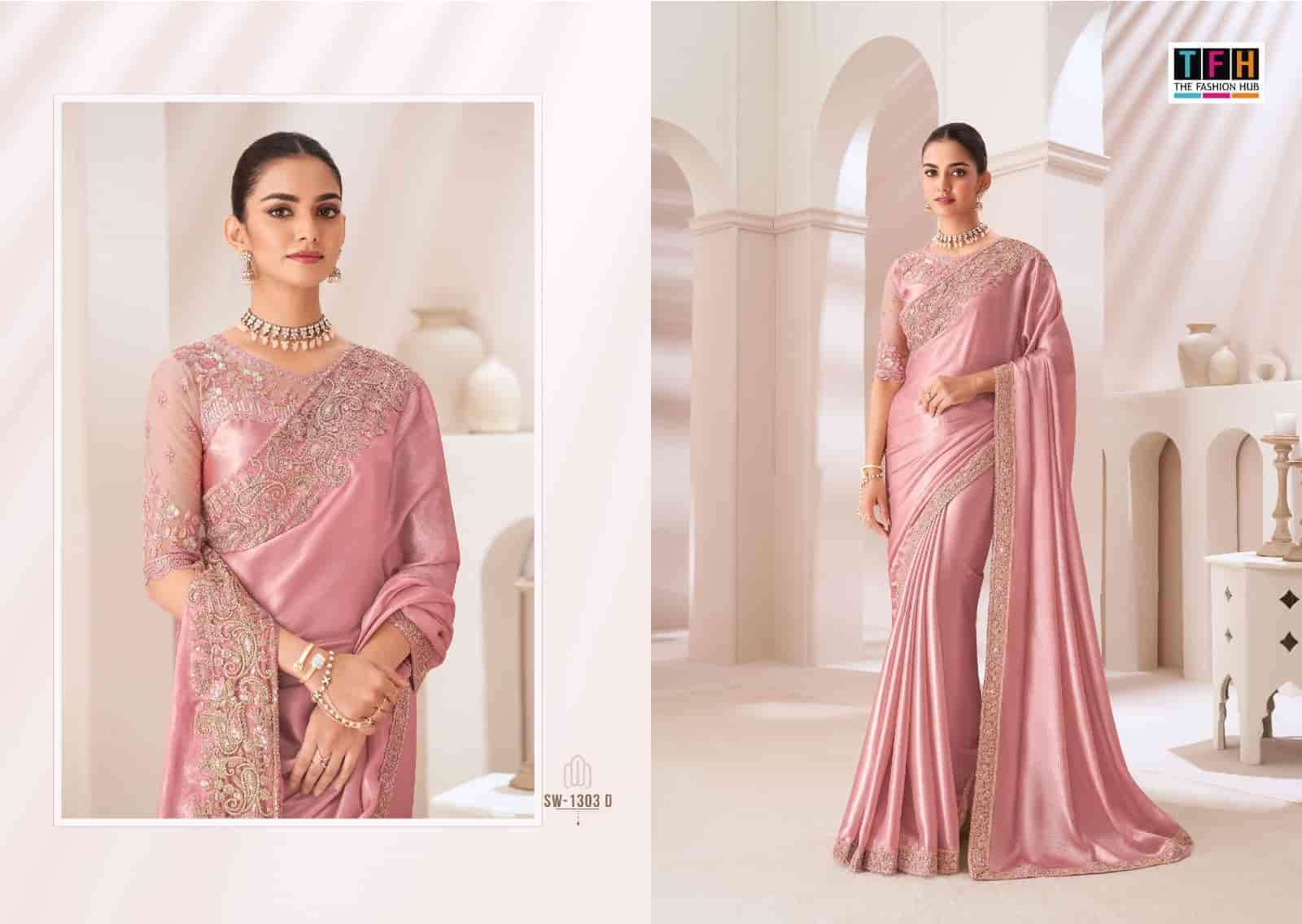TFH SANDALWOOD 1303 HIT COLOR PARTY WEAR STYLE DESIGNER SAREE COLLECTION 2025