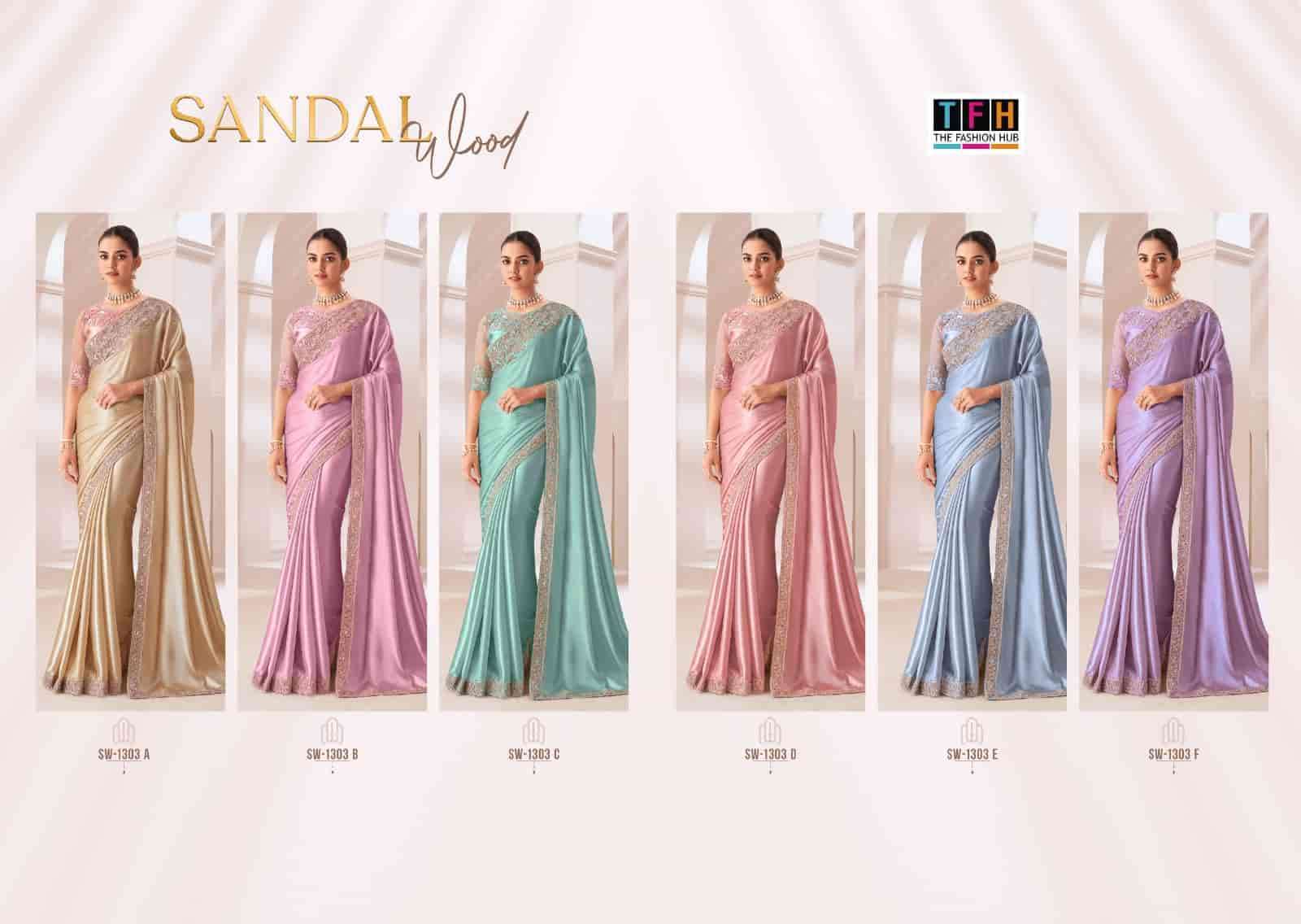 TFH SANDALWOOD 1303 HIT COLOR PARTY WEAR STYLE DESIGNER SAREE COLLECTION 2025