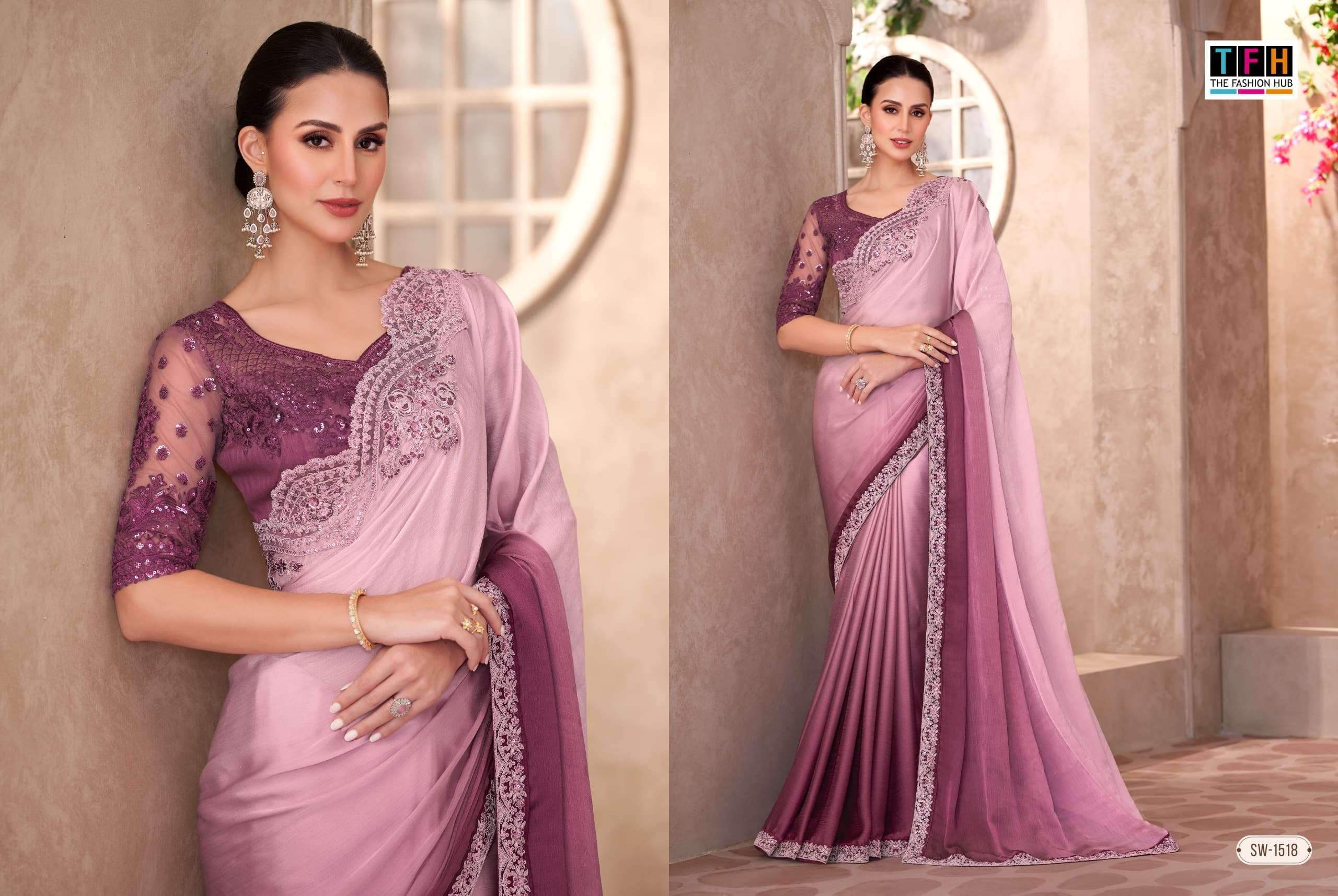 TFH SANDALWOOD VOL 15 1501 TO 1518 PARTYWEAR SAREE CATALOG EXPORTER 