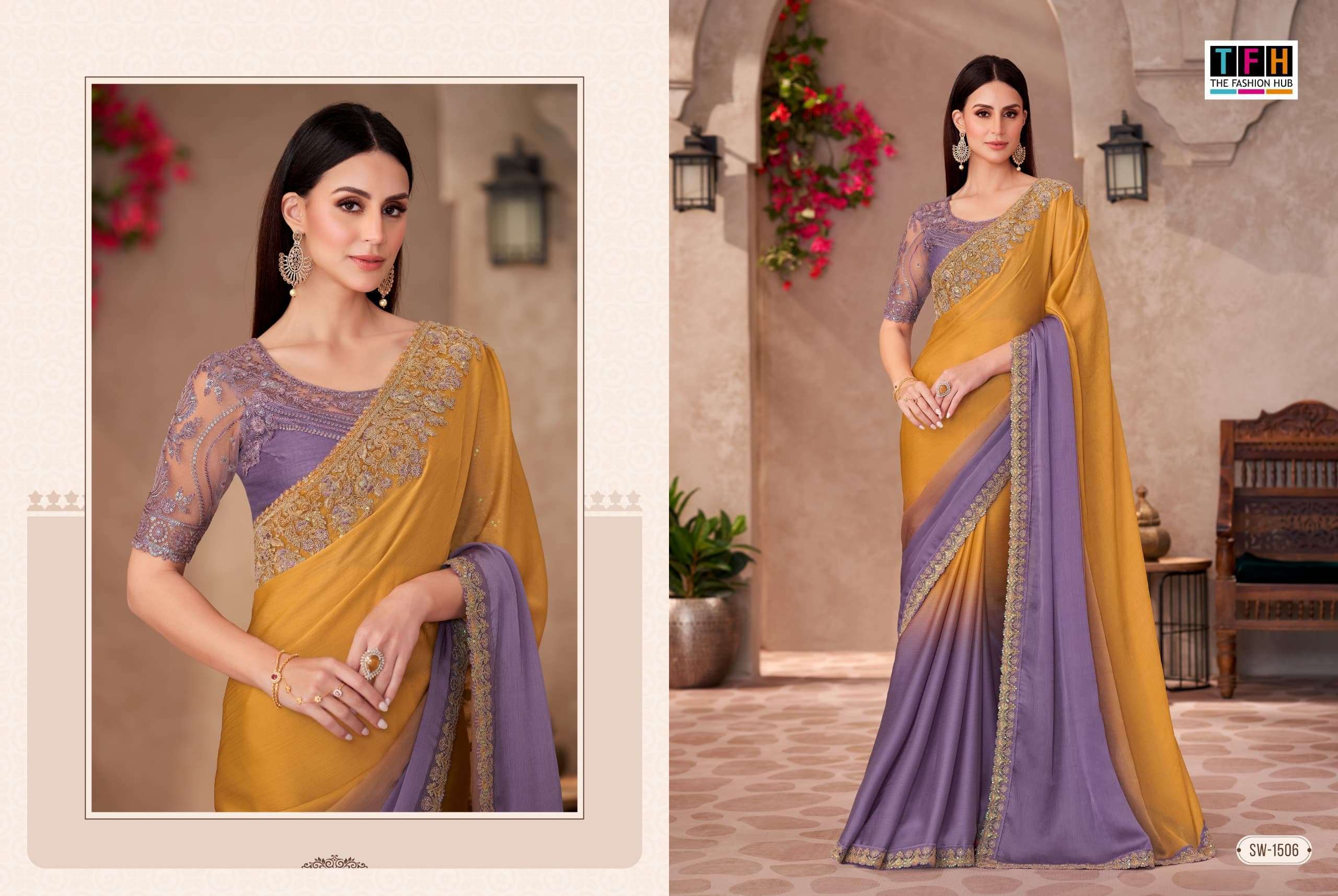 TFH SANDALWOOD VOL 15 1501 TO 1518 PARTYWEAR SAREE CATALOG EXPORTER 