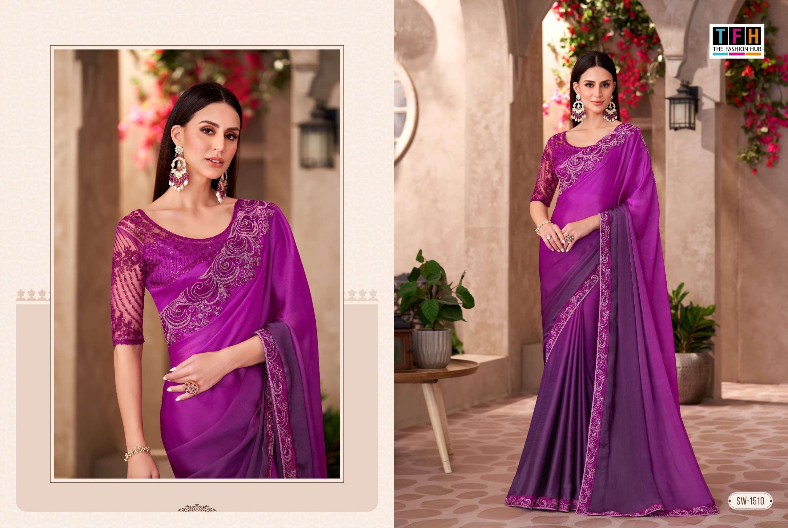 TFH SANDALWOOD VOL 15 1501 TO 1518 PARTYWEAR SAREE CATALOG EXPORTER 