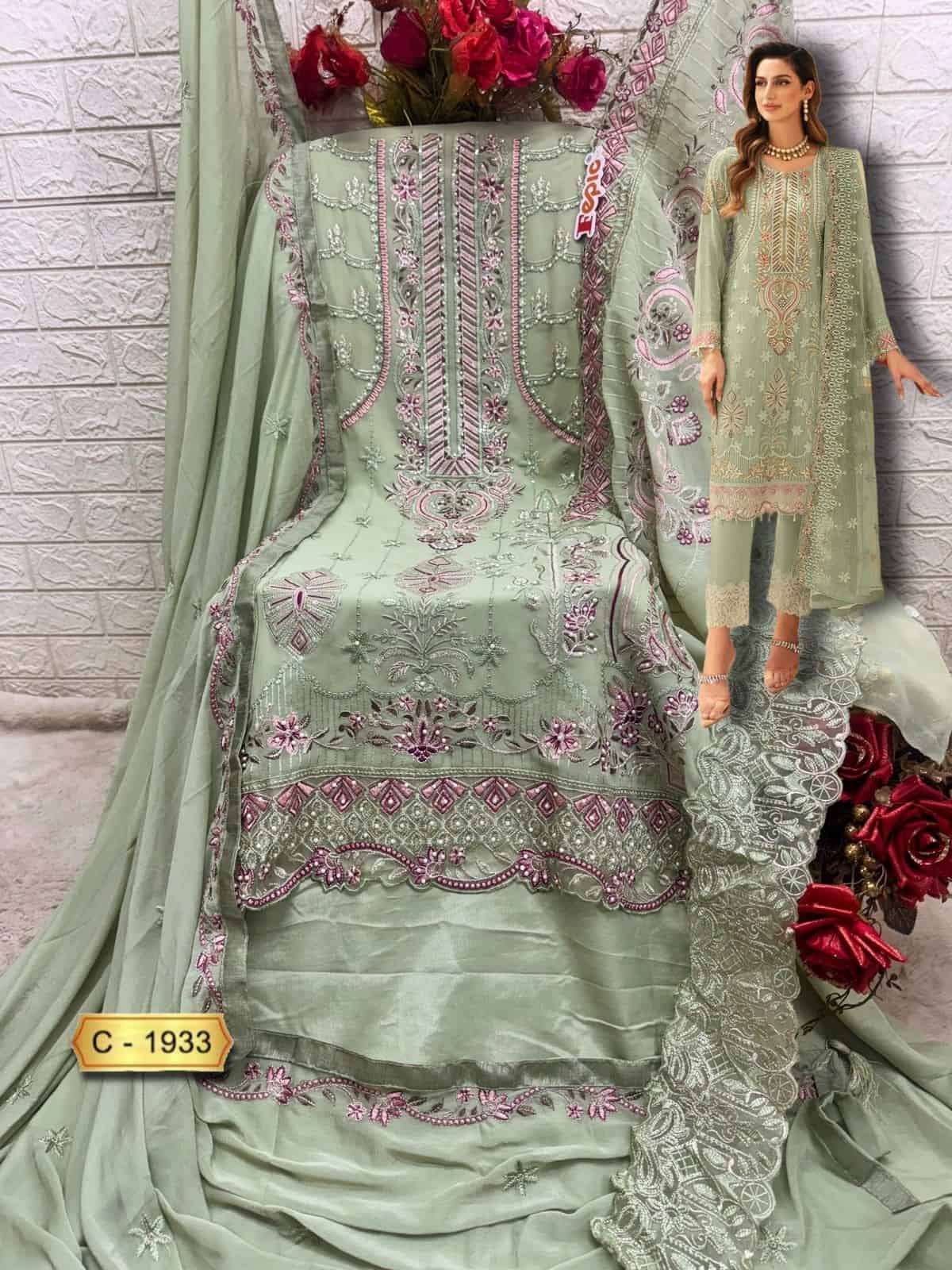 FEPIC C 1933 COLORS GEORGETTE EMBRODERY WORK PAKISTANI SUIT SUPPLIER 