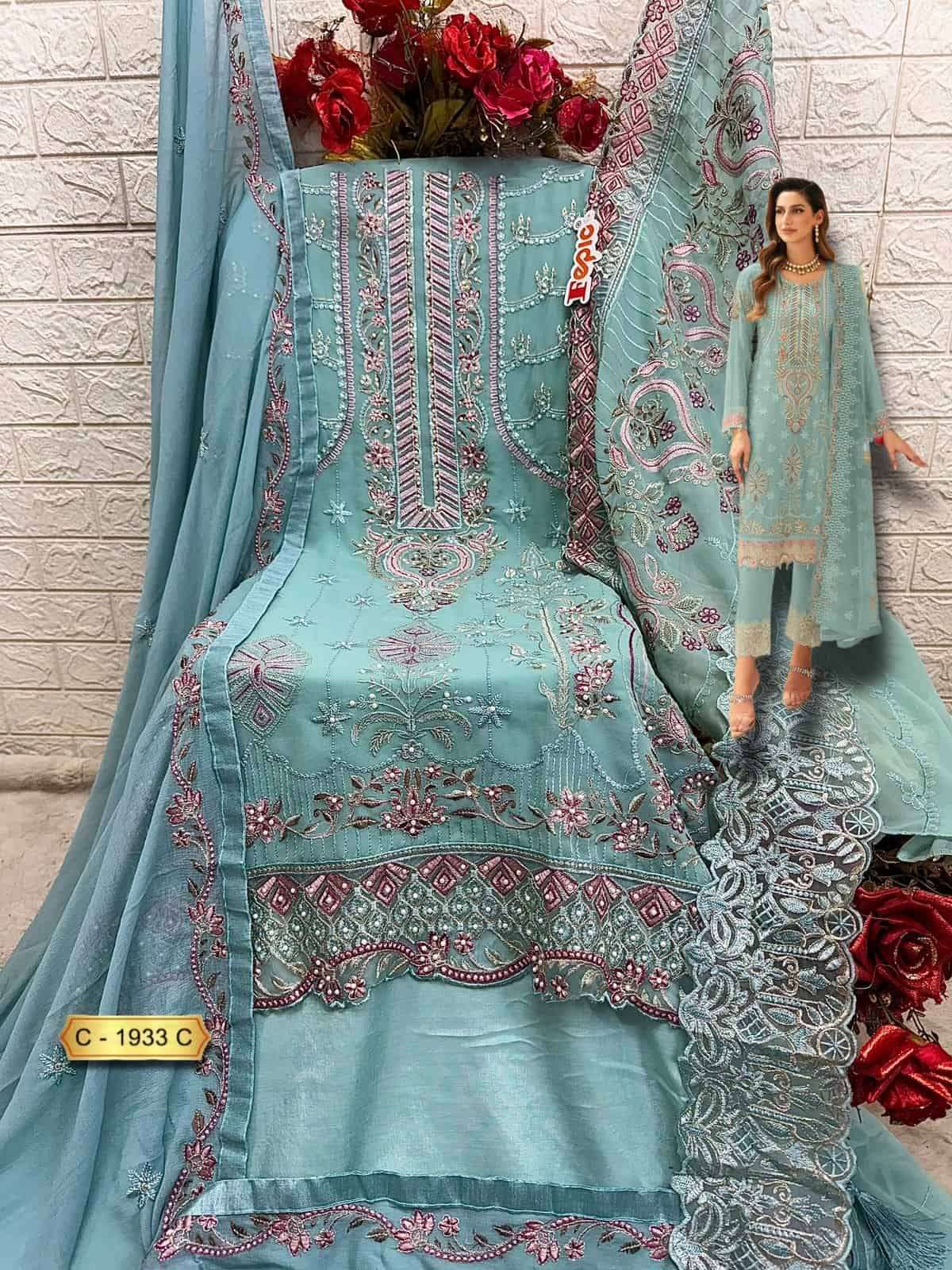 FEPIC C 1933 COLORS GEORGETTE EMBRODERY WORK PAKISTANI SUIT SUPPLIER 