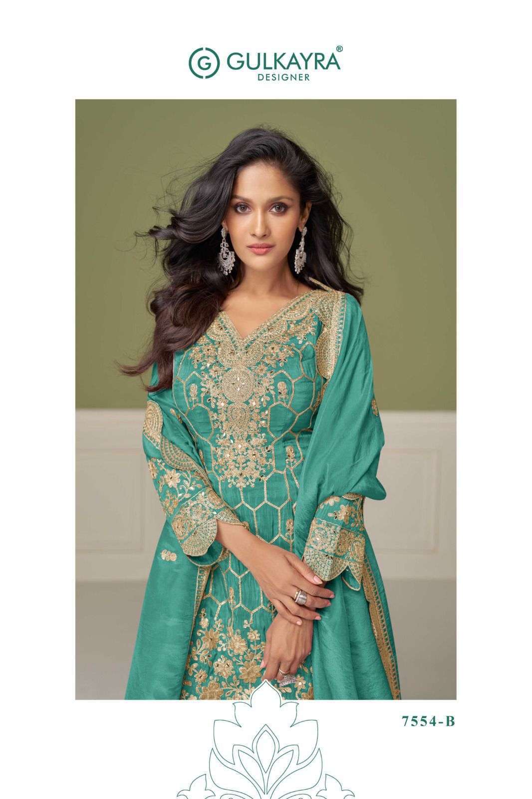 GULKAYRA DESIGNER ALEENA 7554 SIMAR SILK PARTYWEAR SHARARA SUIT CATALOG EXPORTER 2025