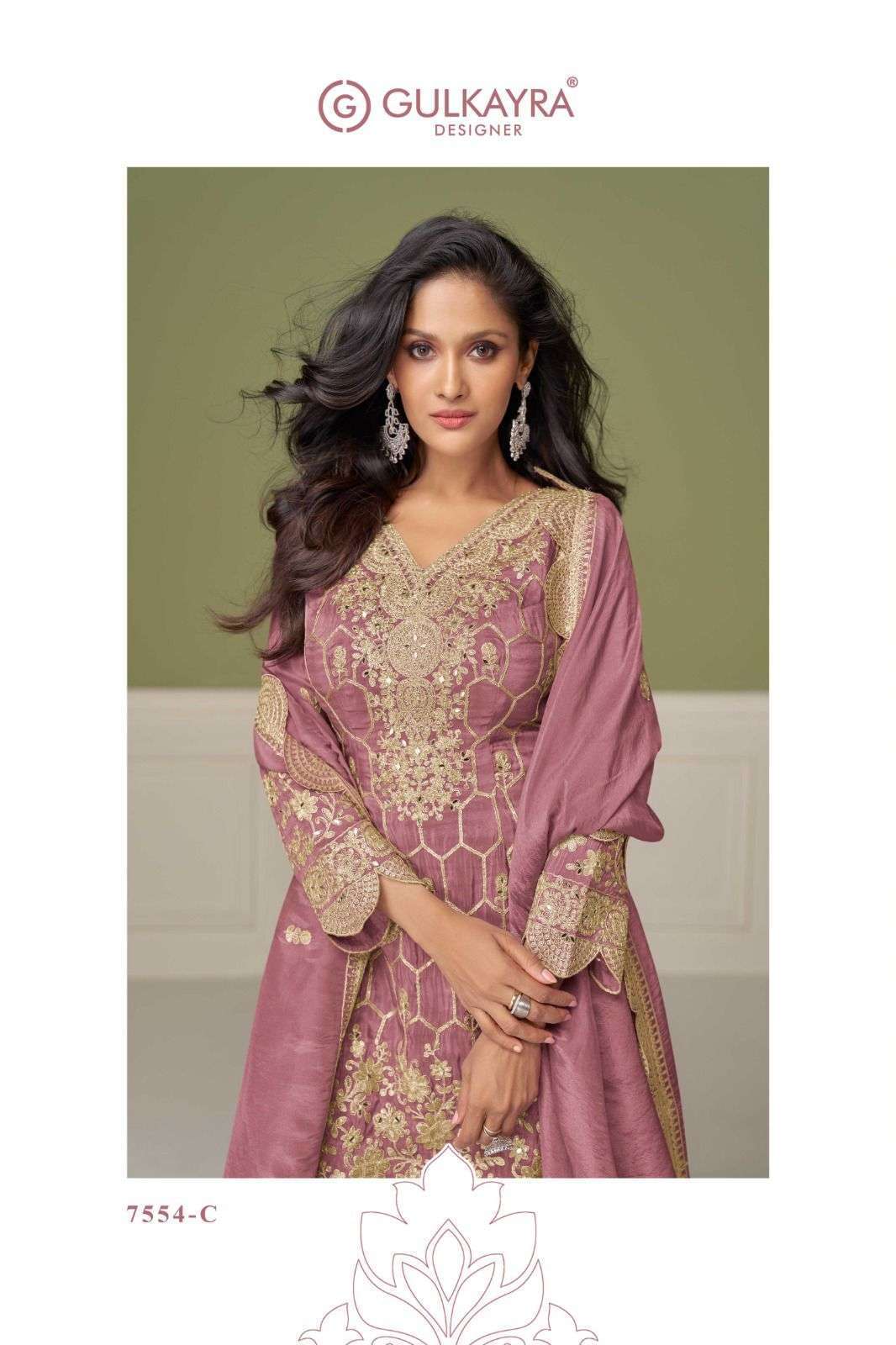 GULKAYRA DESIGNER ALEENA 7554 SIMAR SILK PARTYWEAR SHARARA SUIT CATALOG EXPORTER 2025