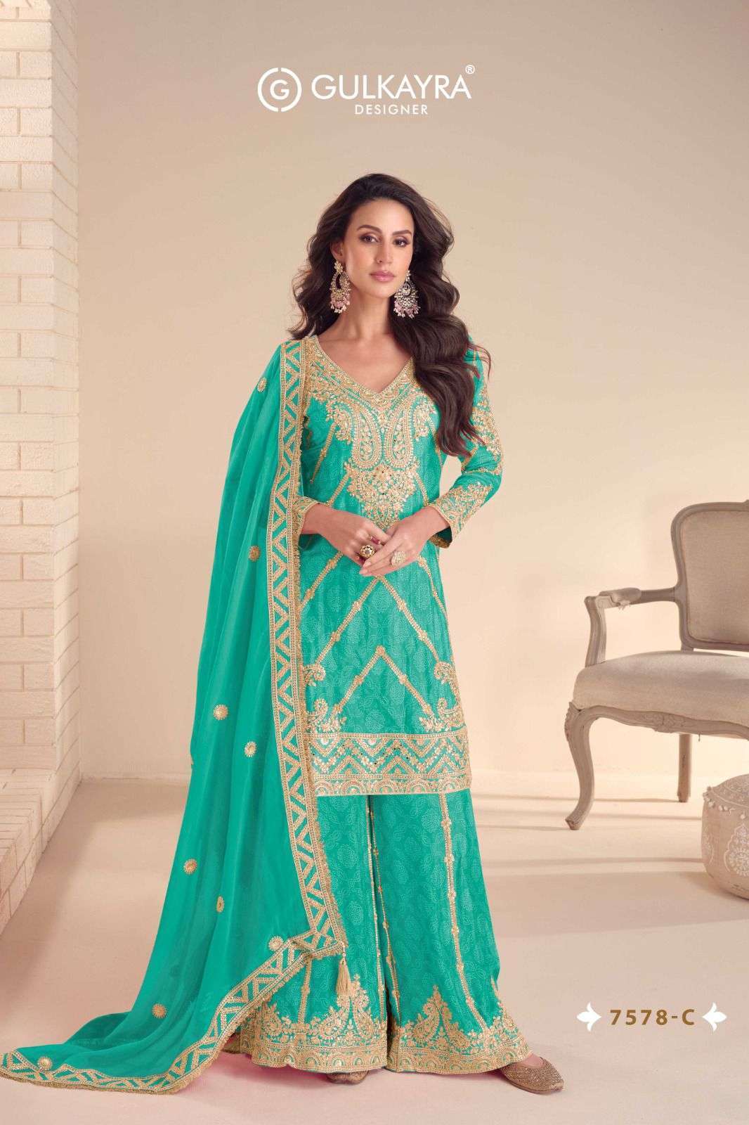 GULKAYRA DESIGNER RANGOLI 7578 COLORS GHARARA PARTYWEAR LADIES SUIT WHOLESALER 