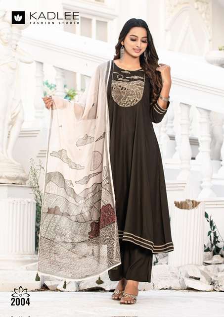 KADLEE SWARNIKA RAYON HANDWORK KURTI CATALOG WHOLESALER 