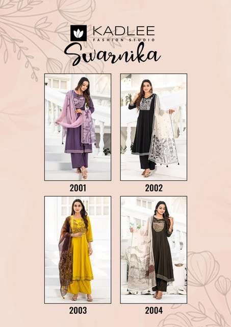 KADLEE SWARNIKA RAYON HANDWORK KURTI CATALOG WHOLESALER 
