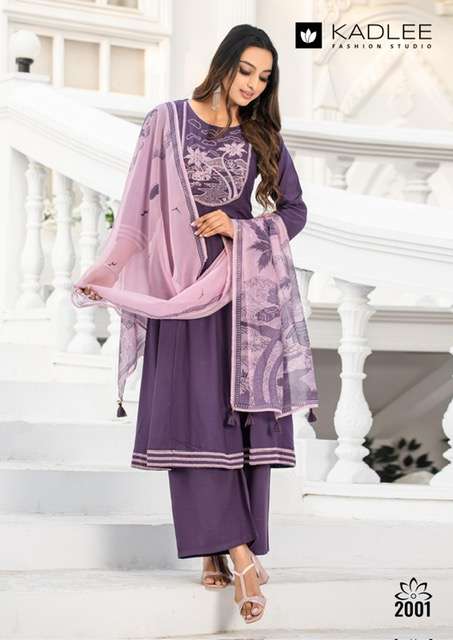 KADLEE SWARNIKA RAYON HANDWORK KURTI CATALOG WHOLESALER 