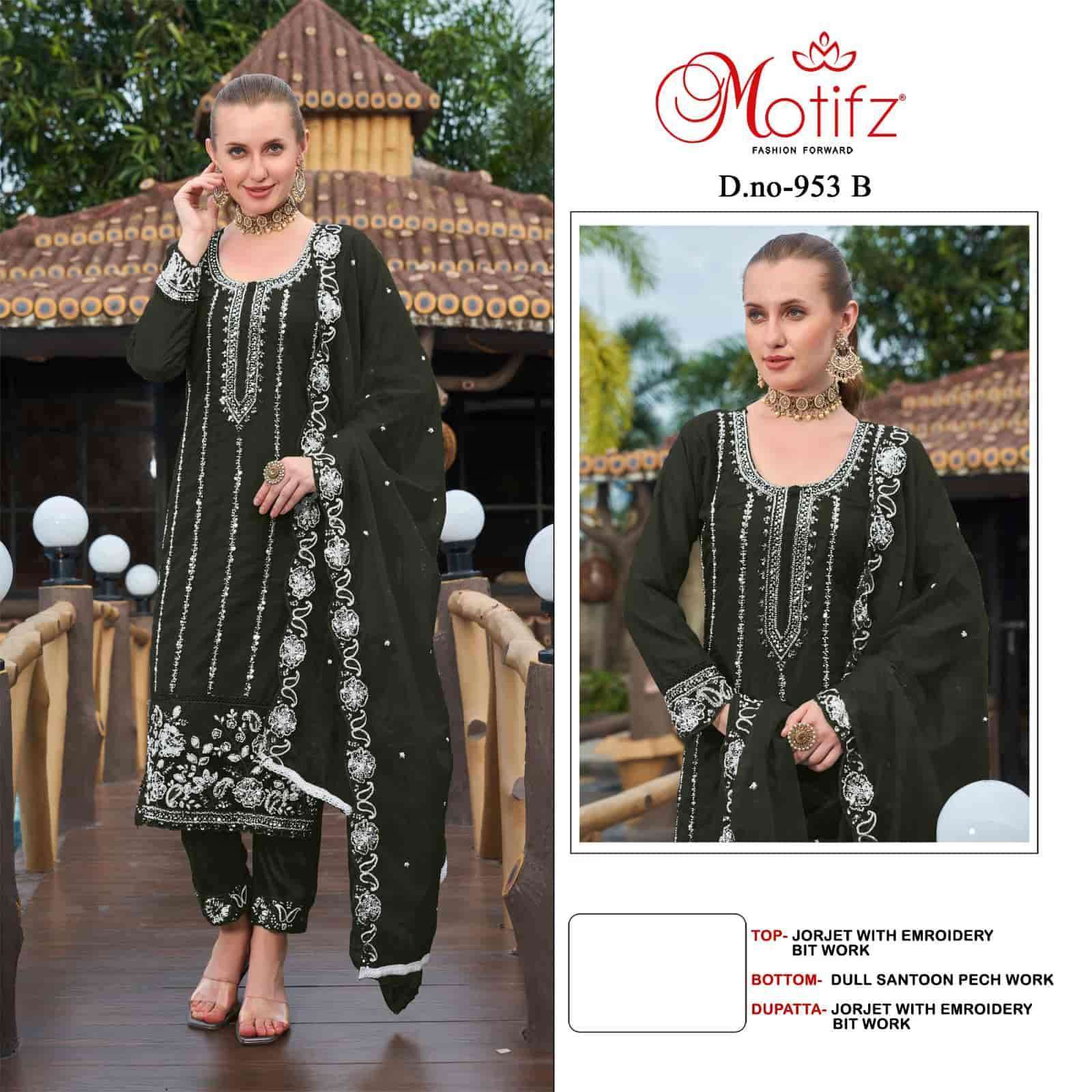 MOTIFZ D 953 COLORS GEORGETTE EMBROIDERY PAKISTANI SUIT WHOLESALER 