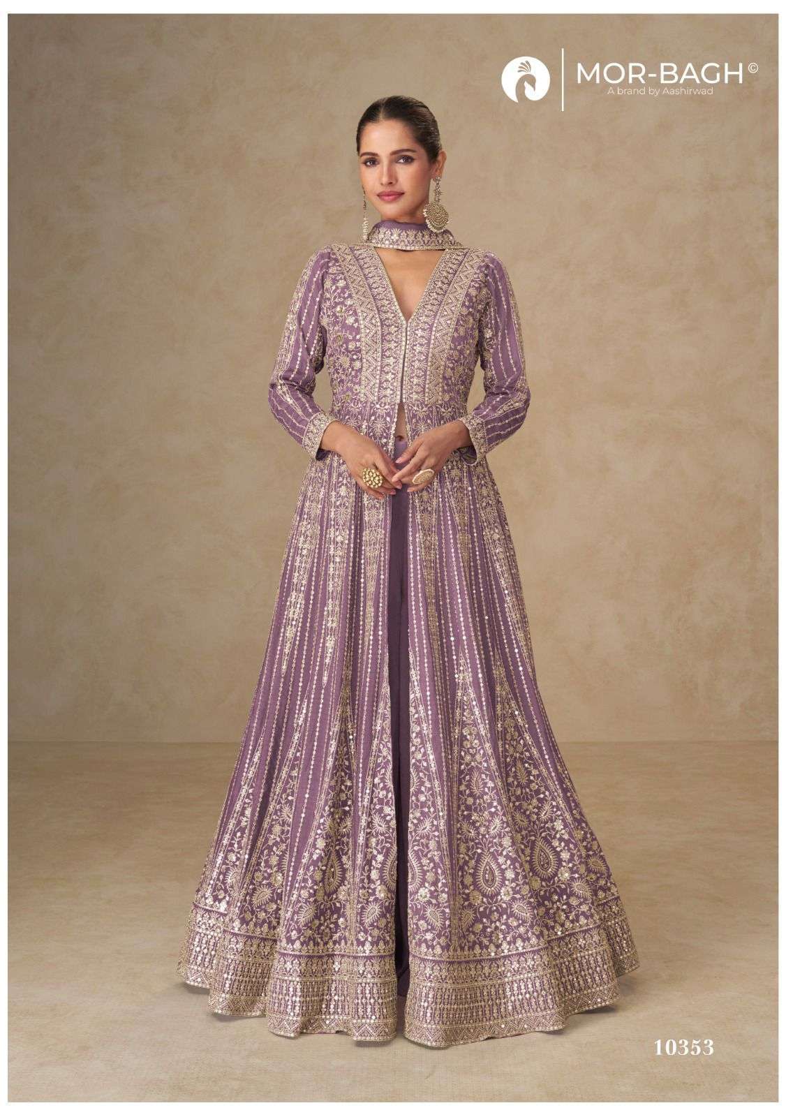AASHIRWAD MOR BAGH JANKI 10353 TO 10356 DESIGNER INDO WESTERN DRESS CATALOG WHOLESALER 