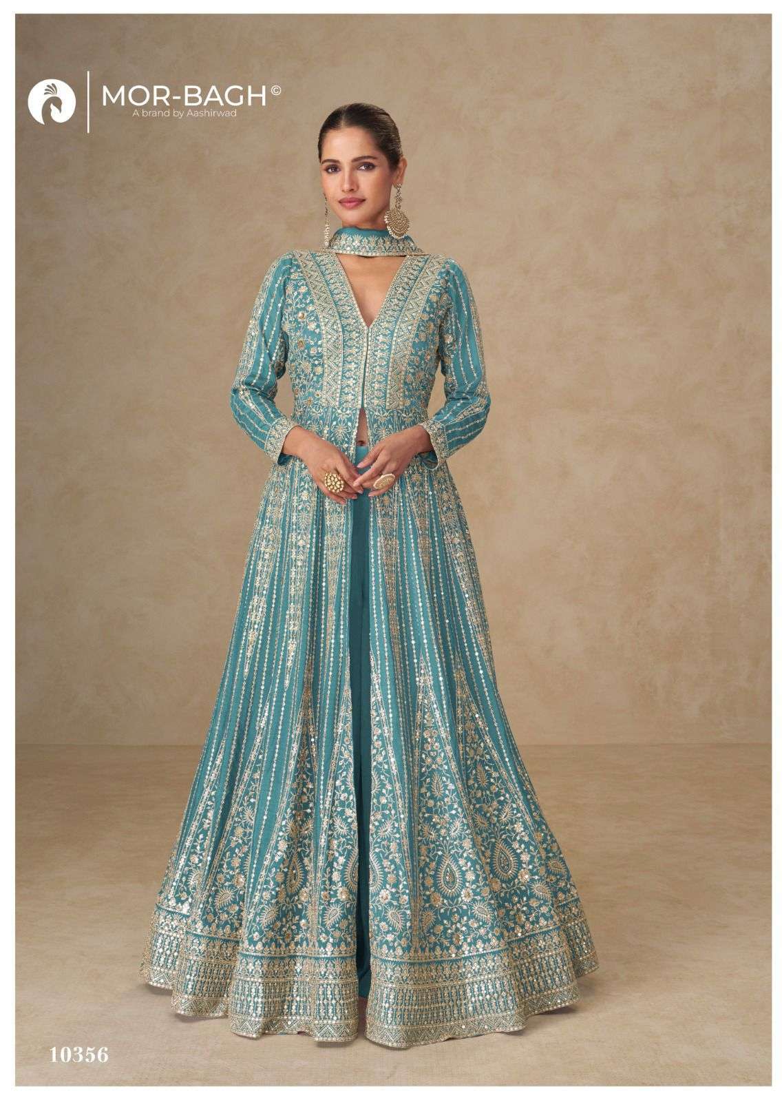 AASHIRWAD MOR BAGH JANKI 10353 TO 10356 DESIGNER INDO WESTERN DRESS CATALOG WHOLESALER 