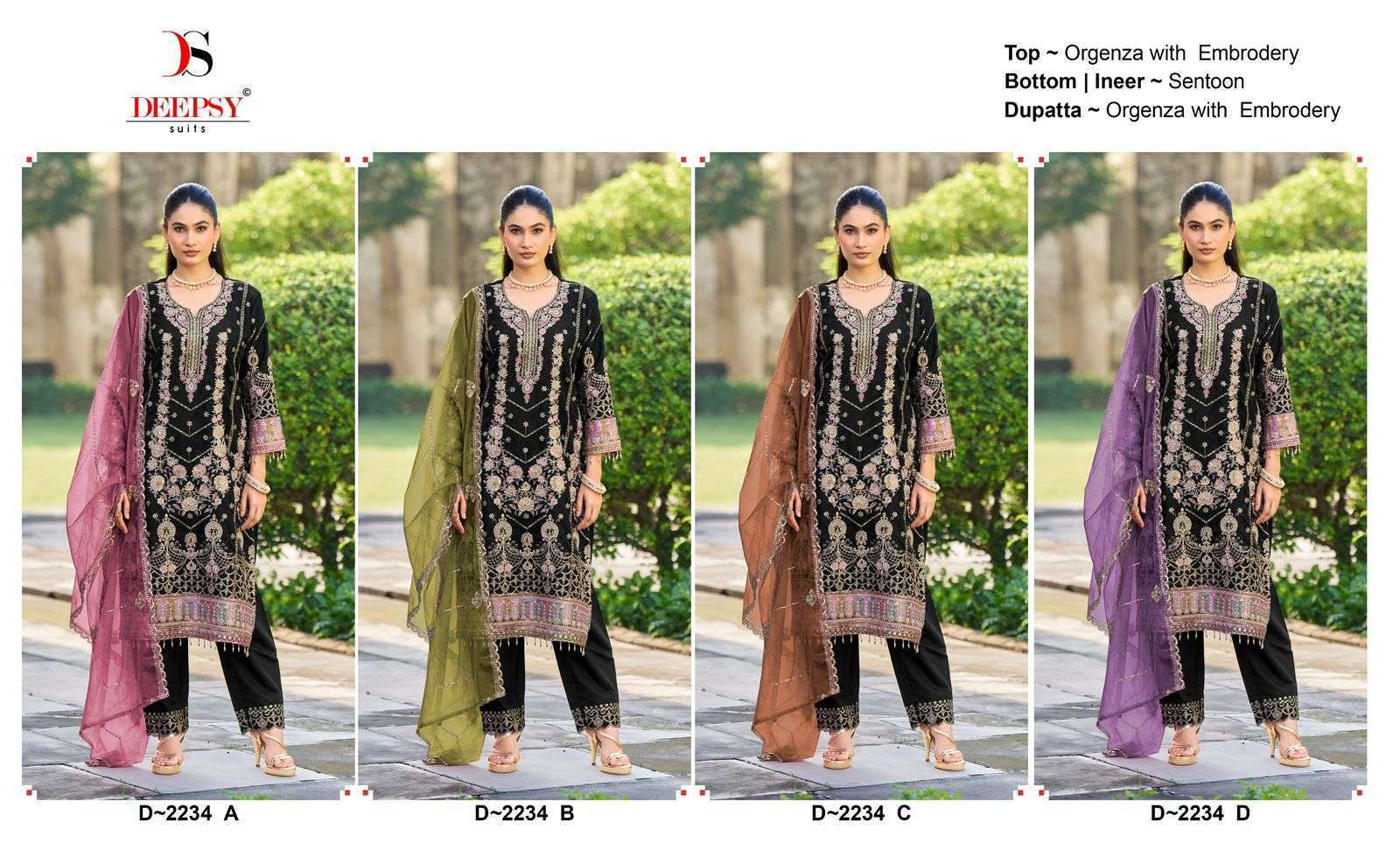 DEEPSY D 2234 COLORS PAKISTANI ORGANZA SUIT WHOLESALER 2025