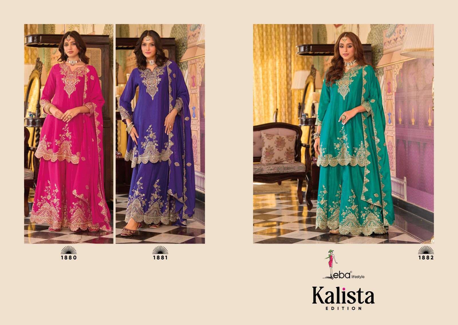 EBA LIFESTYLE KALISTA CHINON PARTYWEAR SUIT COLLECTION BEST RATE DEALER 