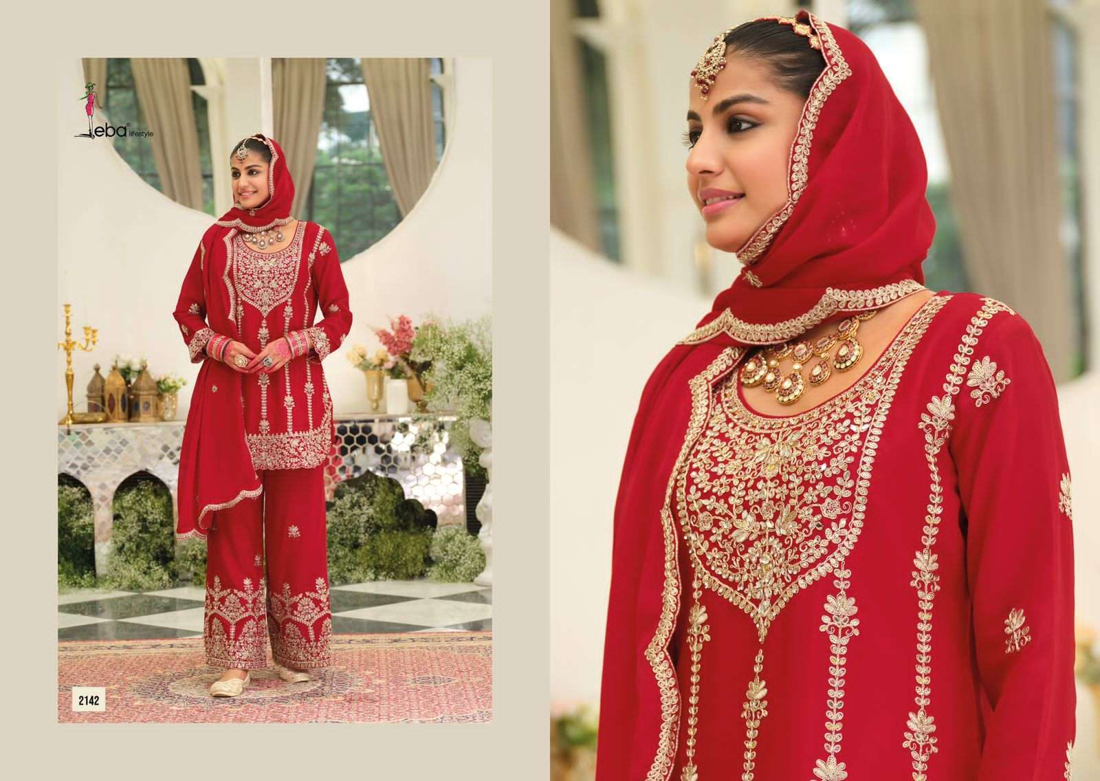 EBA LIFESTYLE PALLAVI WEDDING WEAR TOP PALAZZO LATEST CATALOGUE WHOLESALER IN SURAT 2025