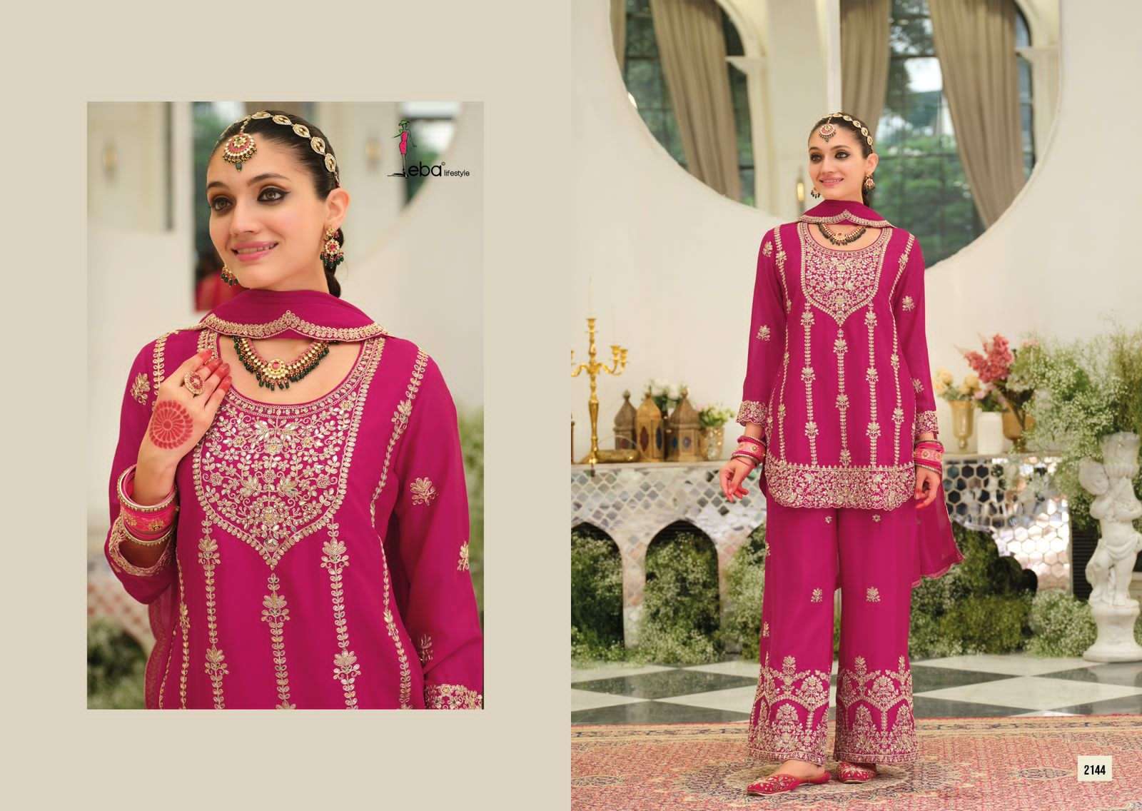 EBA LIFESTYLE PALLAVI WEDDING WEAR TOP PALAZZO LATEST CATALOGUE WHOLESALER IN SURAT 2025
